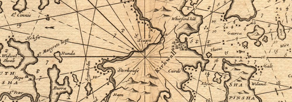 'The Islands of Orkney' sea chart by Capt G. COLLINS. Pomona Hoy &c ...