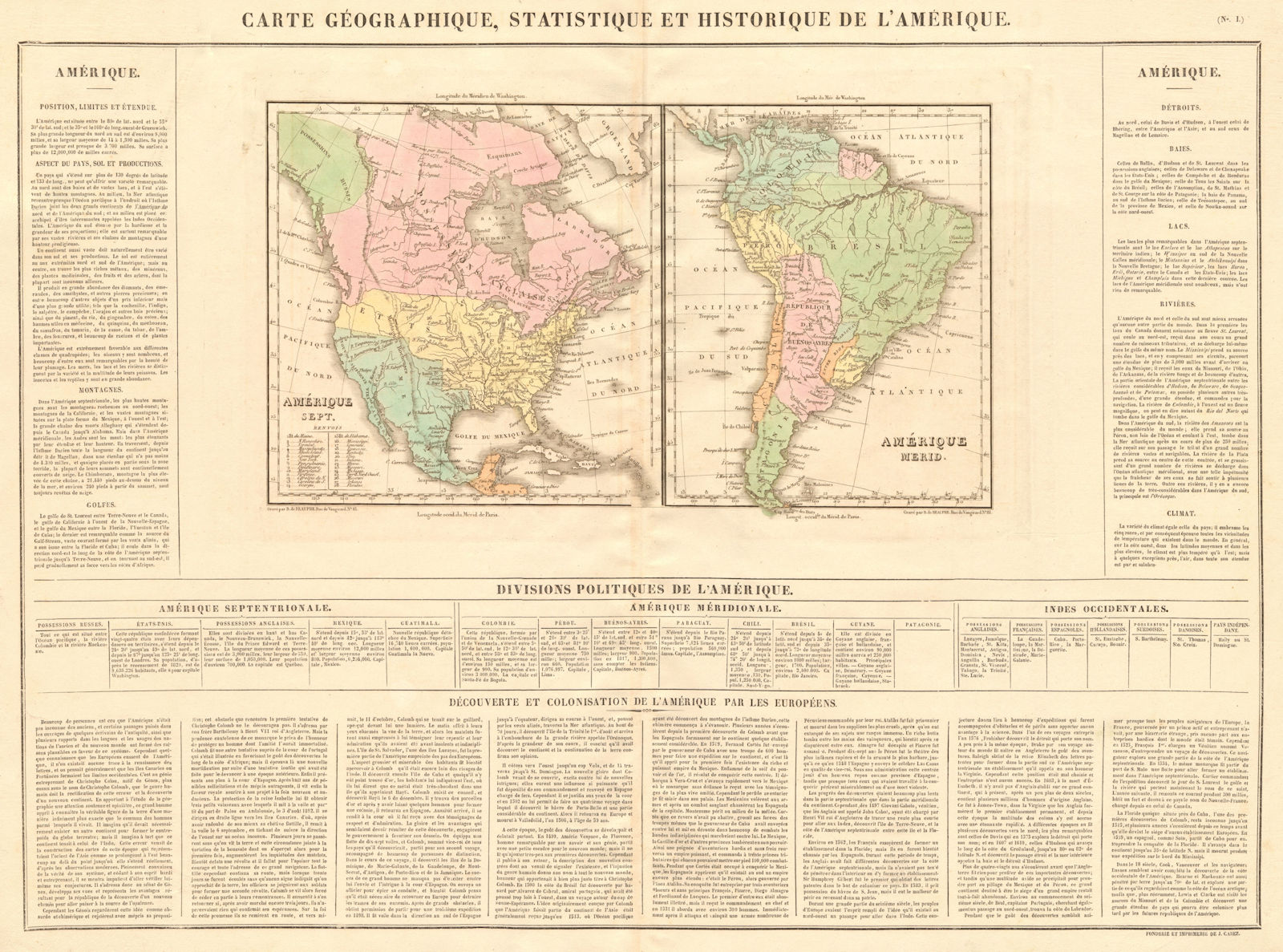 'L'Amerique'. North America & newly independent South America. BUCHON 1825 map
