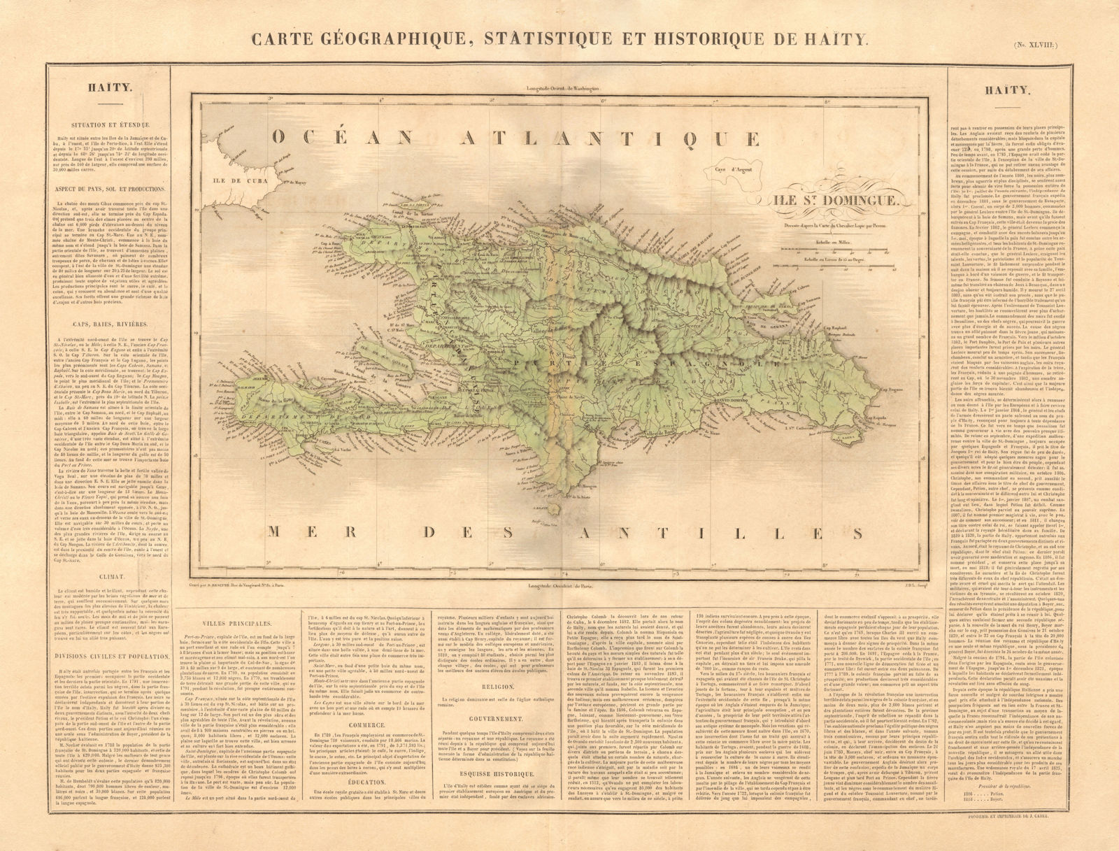 'Haity. Ile St-Domingue'. Unified Hispaniola. Santo Domingo. BUCHON 1825 map