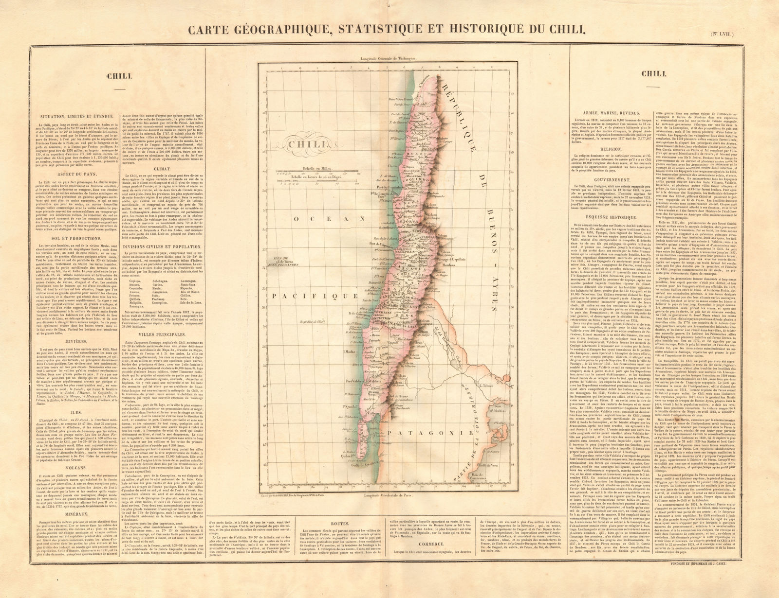 Associate Product 'Chili'. Chile pre-Magallanes Aisen Arica Tarapaca acquisitions. BUCHON 1825 map
