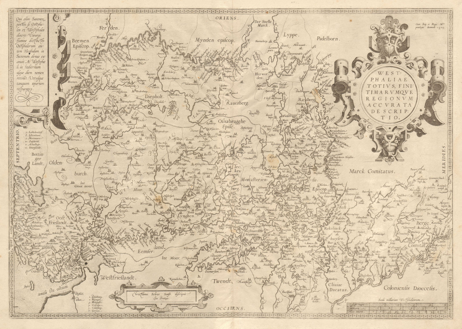 Associate Product 'Westphaliae Totius, finitimarumque regionum'. NW Germany. ORTELIUS 1584 map