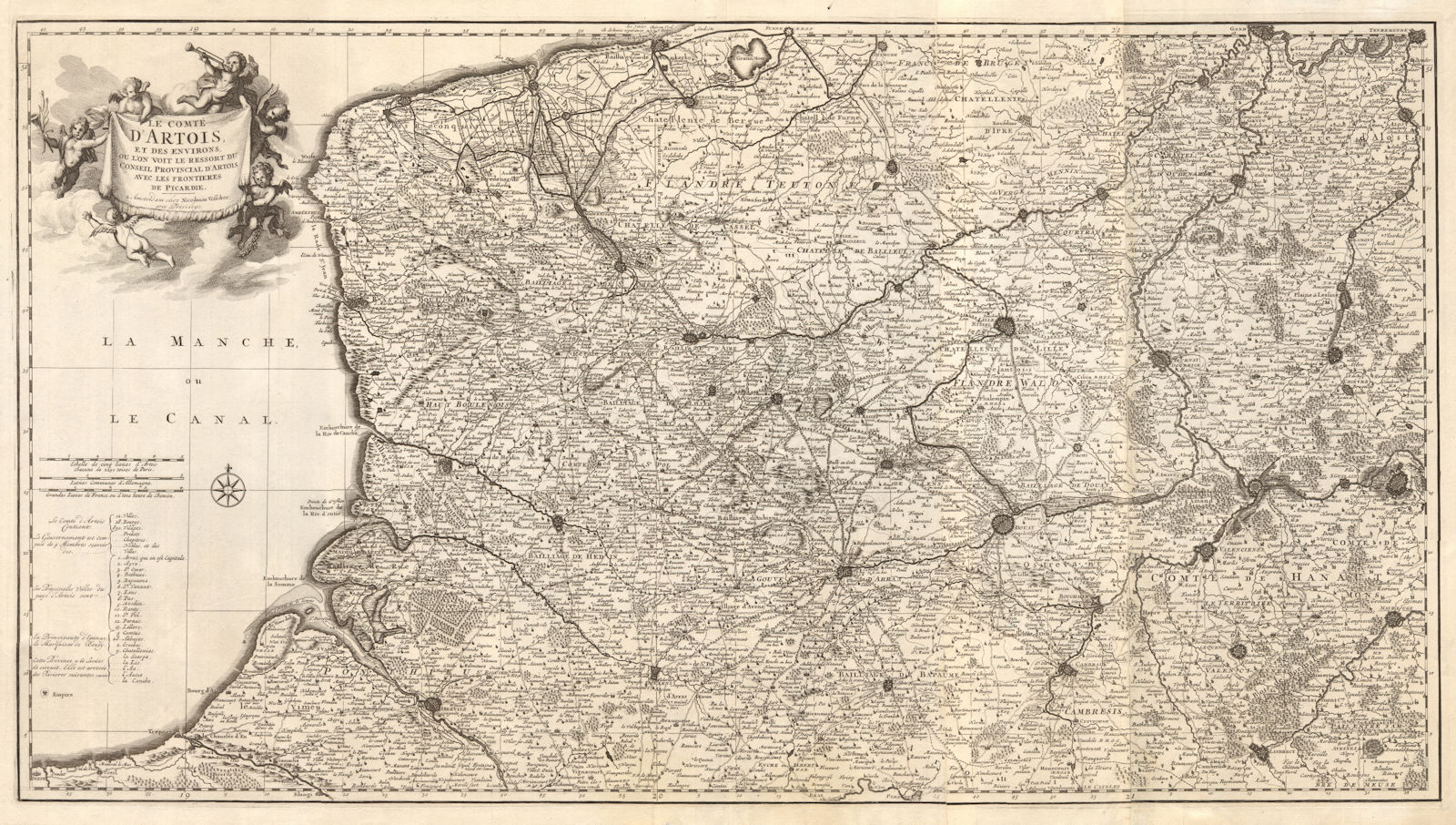 'Le Comté d'Artois et des environs'. N France & W Belgium. VISSCHER c1680 map