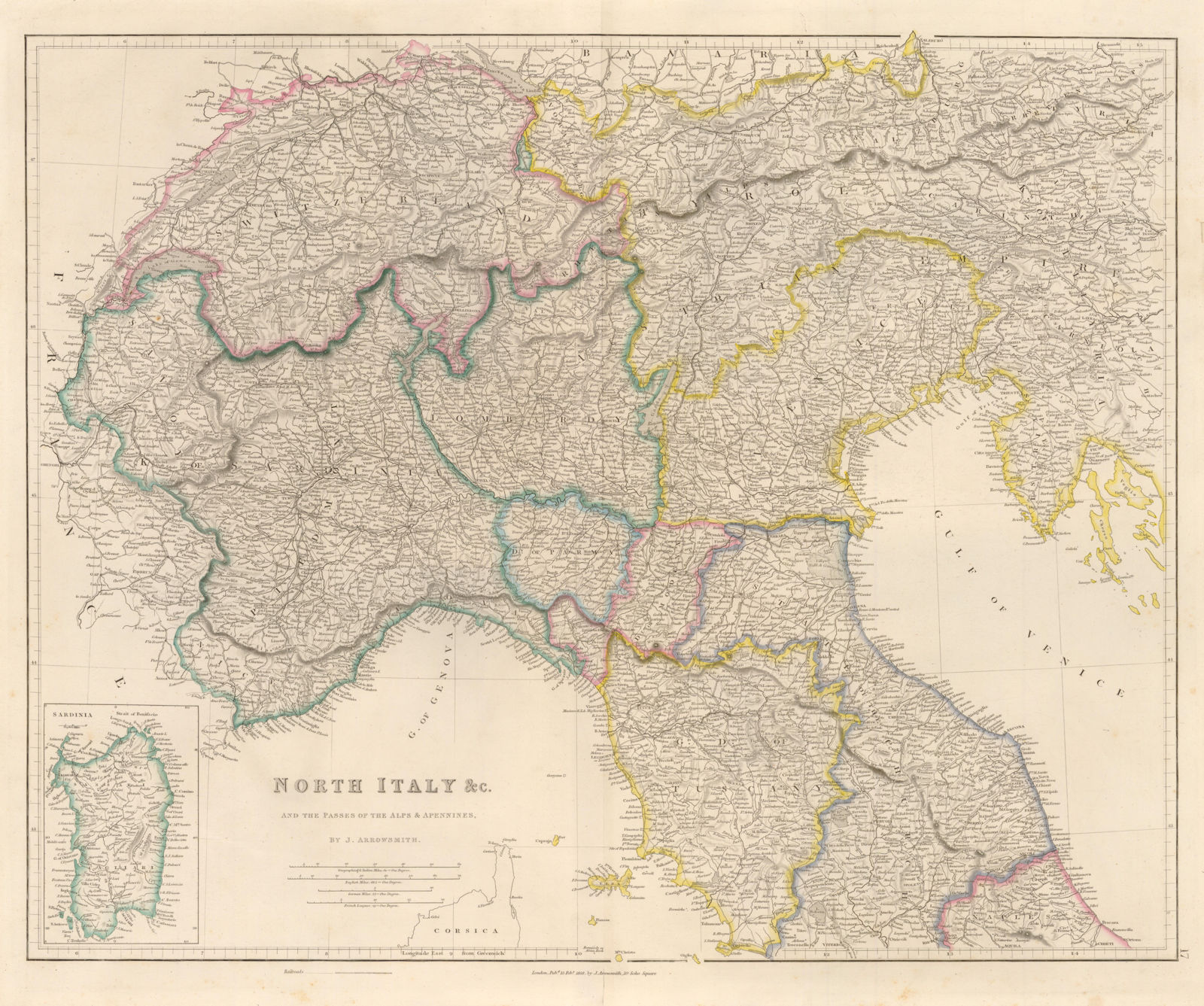 Associate Product 'North Italy and the Passes of the Alps & Apennines' by J. Arrowsmith 1858 map