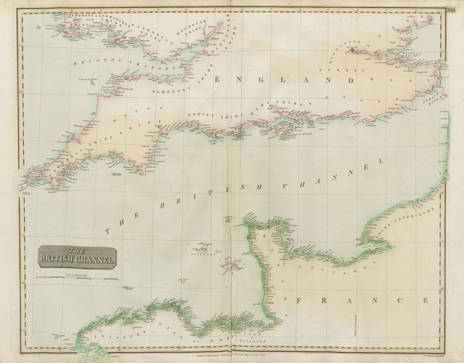 Associate Product "The British Channel" by John Thomson. English Channel. Manche 1817 old map