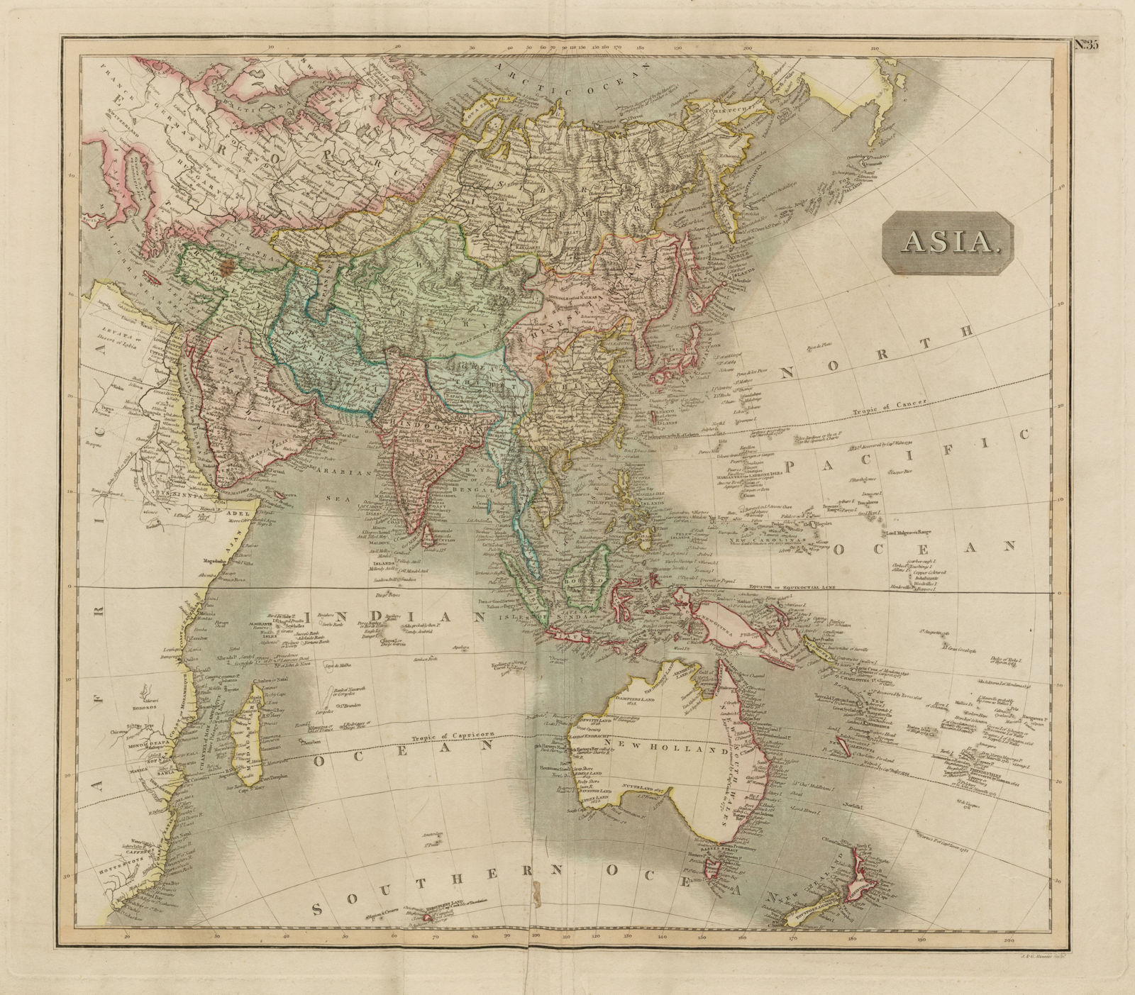 Associate Product "Asia" on Gnomonic projection. Phantom Los Jardines islands. THOMSON 1817 map