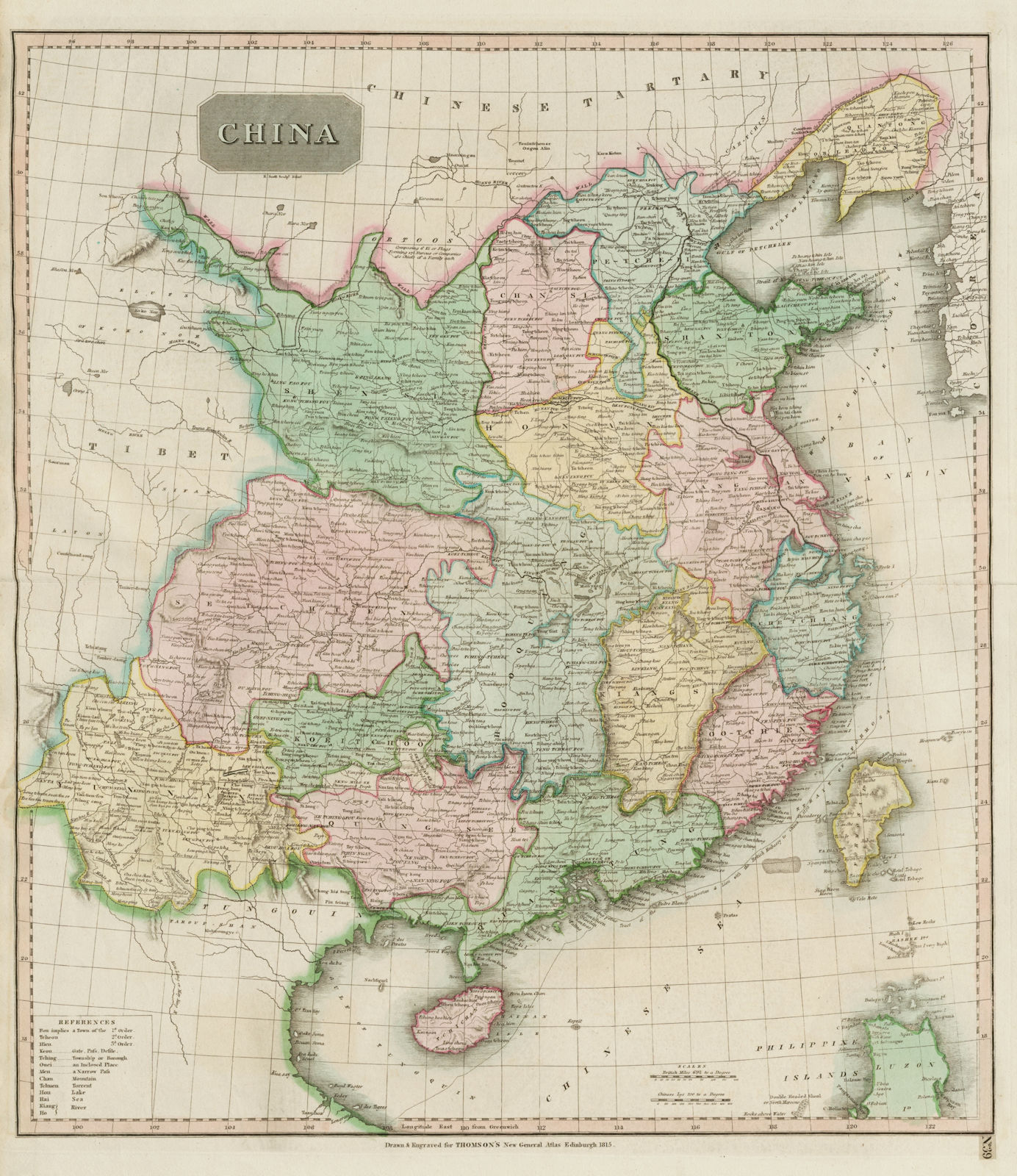 "China" showing route of George Macartney's Embassy in 1793. THOMSON 1817 map