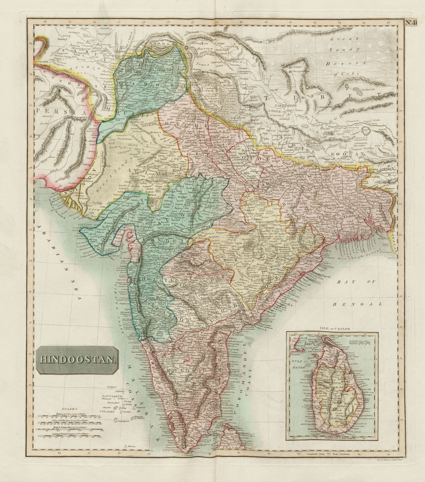 "Hindoostan". British India & Ceylon. Sri Lanka Hindustan. THOMSON 1817 map