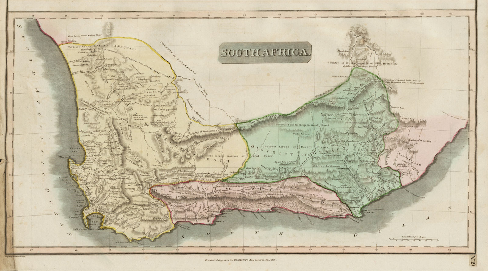 "South Africa" by John Thomson. Graaff Reynet Zwellingdam Stellenbosch 1817 map