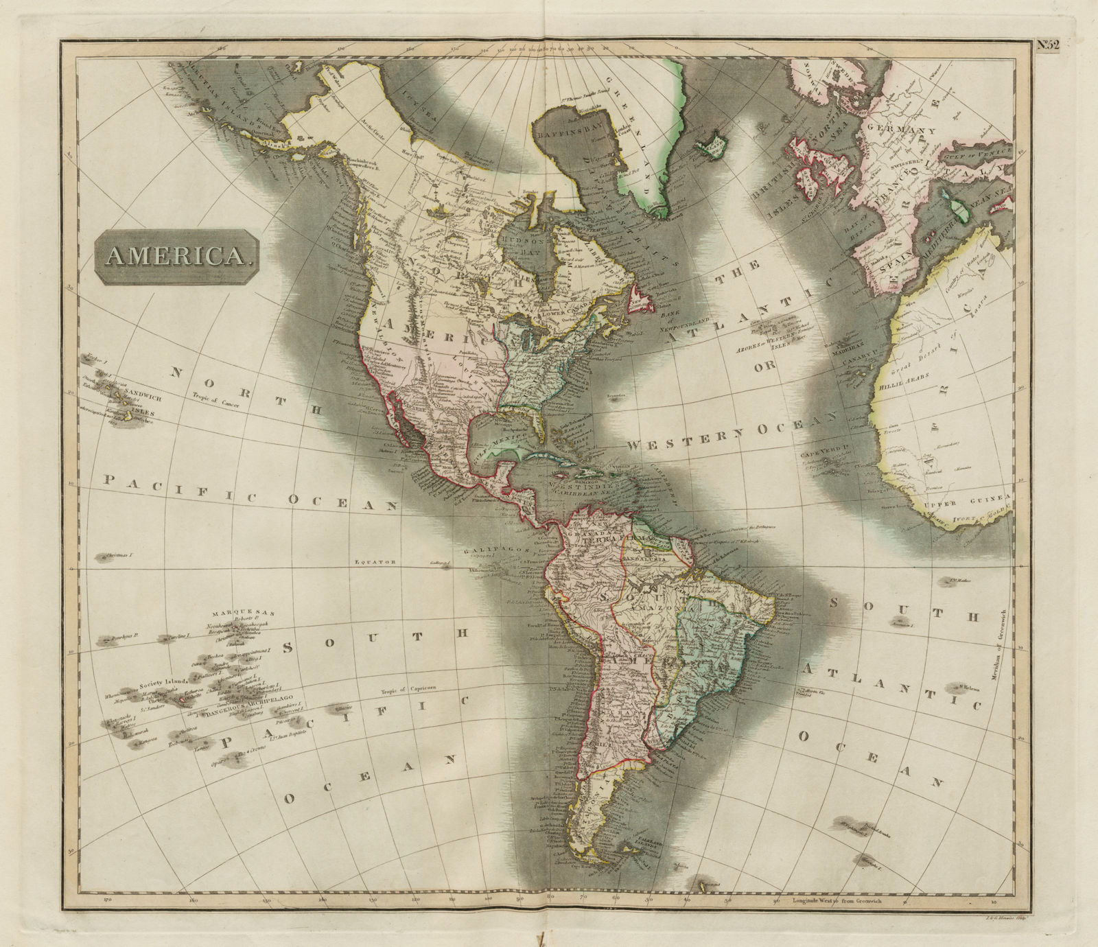 "America". North/South Americas. British Florida. Missions. THOMSON 1817 map