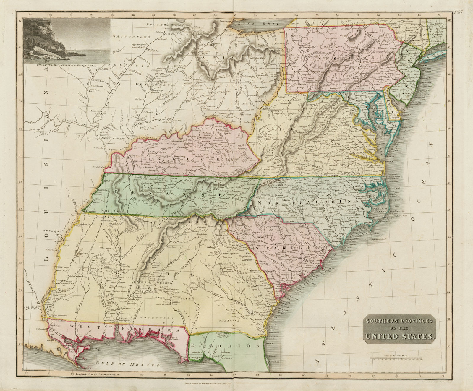 "Southern provinces of the United States". THOMSON. West & East Florida 1817 map