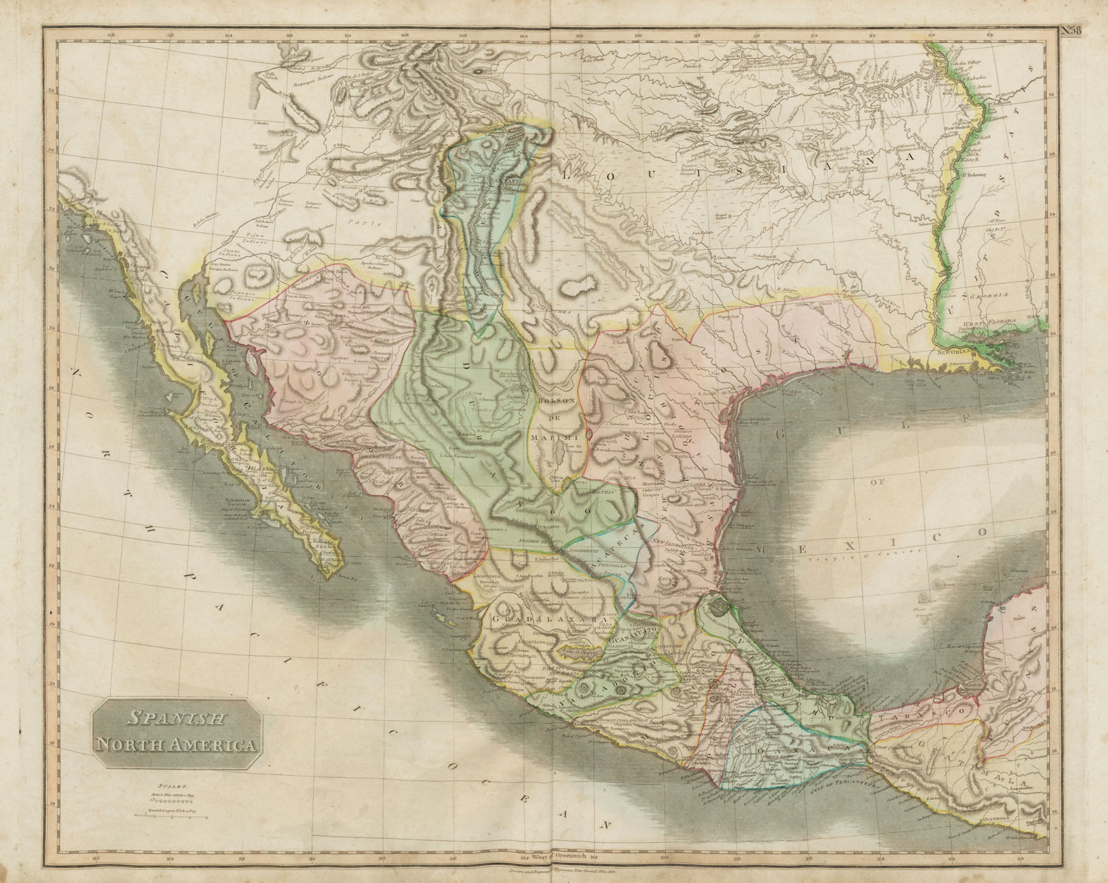 "Spanish North America". THOMSON. Texas, Mexico & Southwestern USA 1817 map