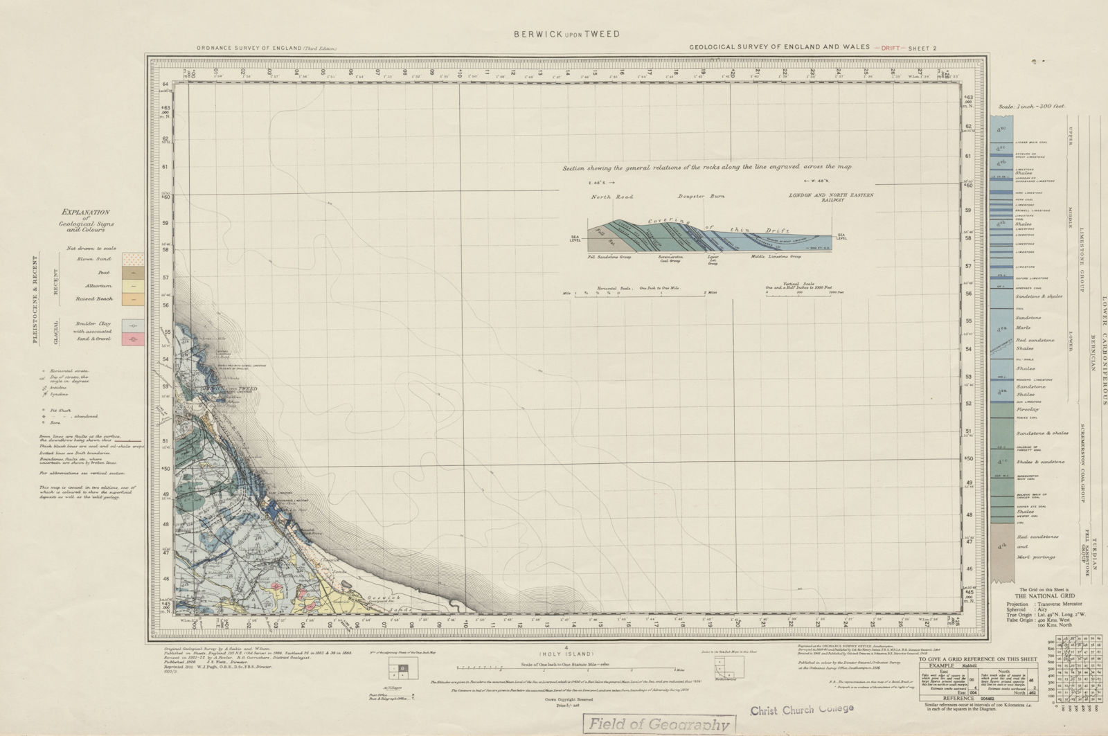 Associate Product Berwick upon Tweed. Vintage geological survey map. Sheet 2. Northumberland 1951