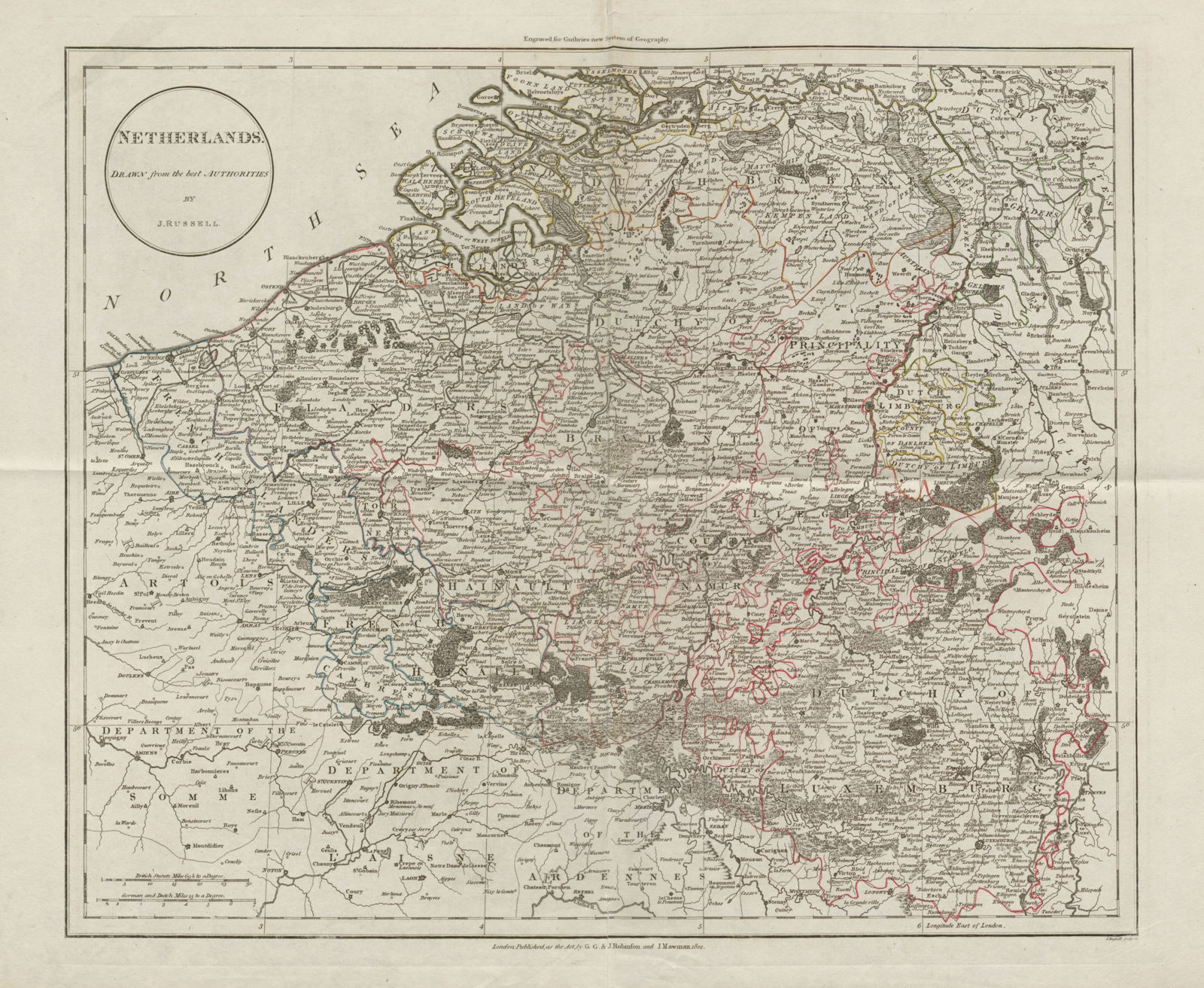 Associate Product "Netherlands drawn from the best authorities", by J. Russell 1801 old map