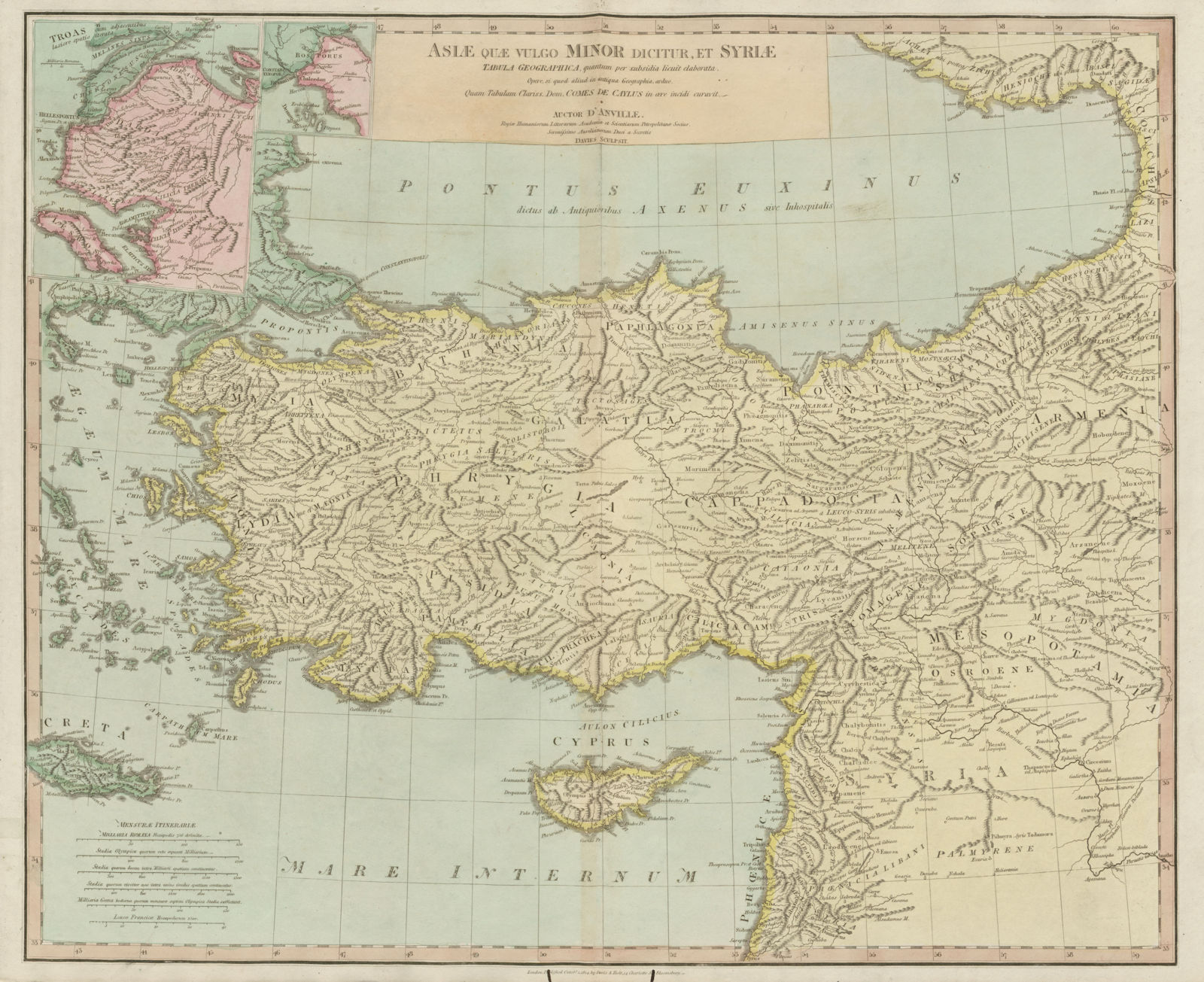 "Asiae quae vulgo Minor dicitur, et Syriae". Ancient Turkey. D'ANVILLE 1815 map