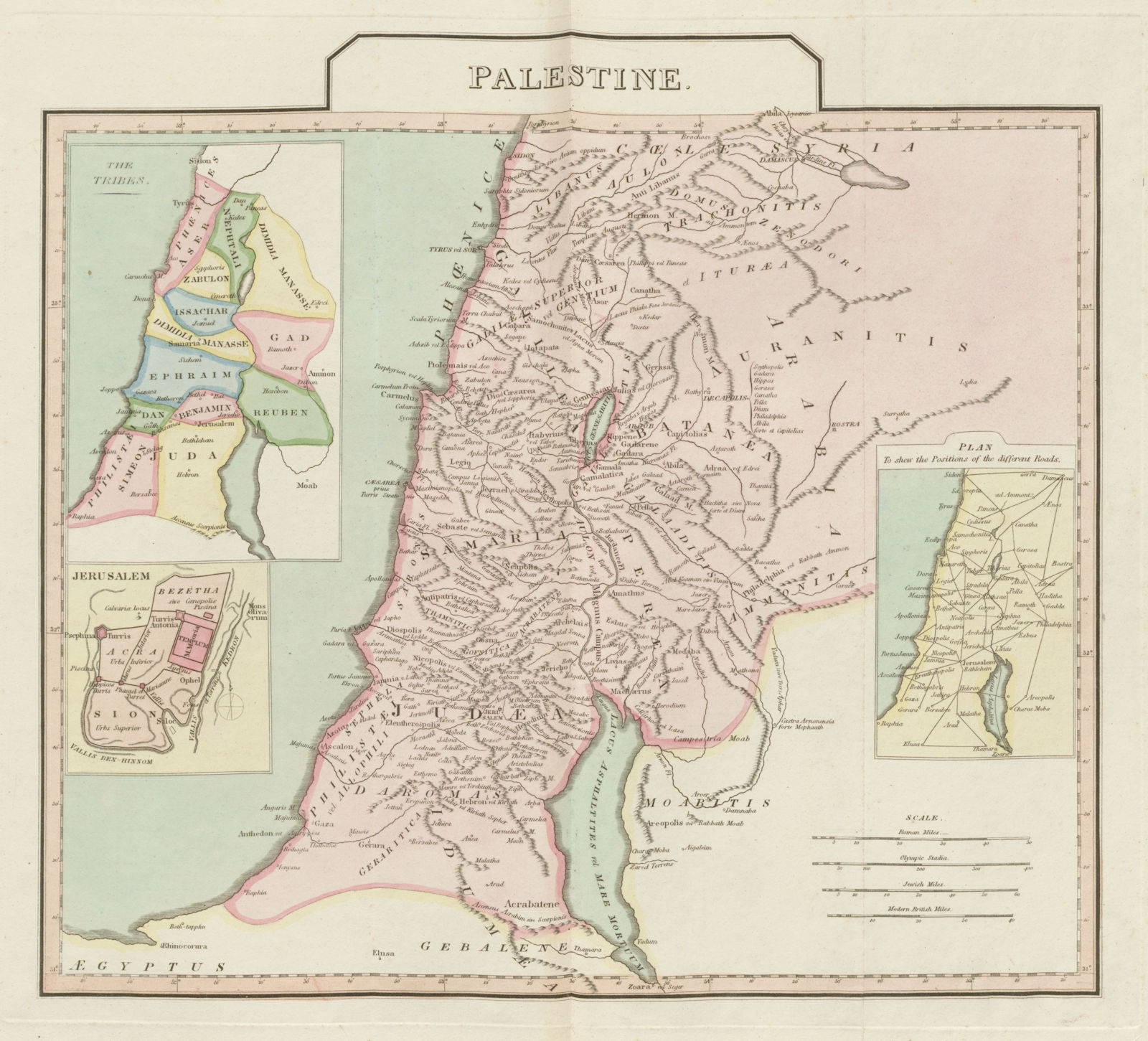 Ancient "Palestine". Tribes of Israel. Holy Land. D'ANVILLE 1815 old map