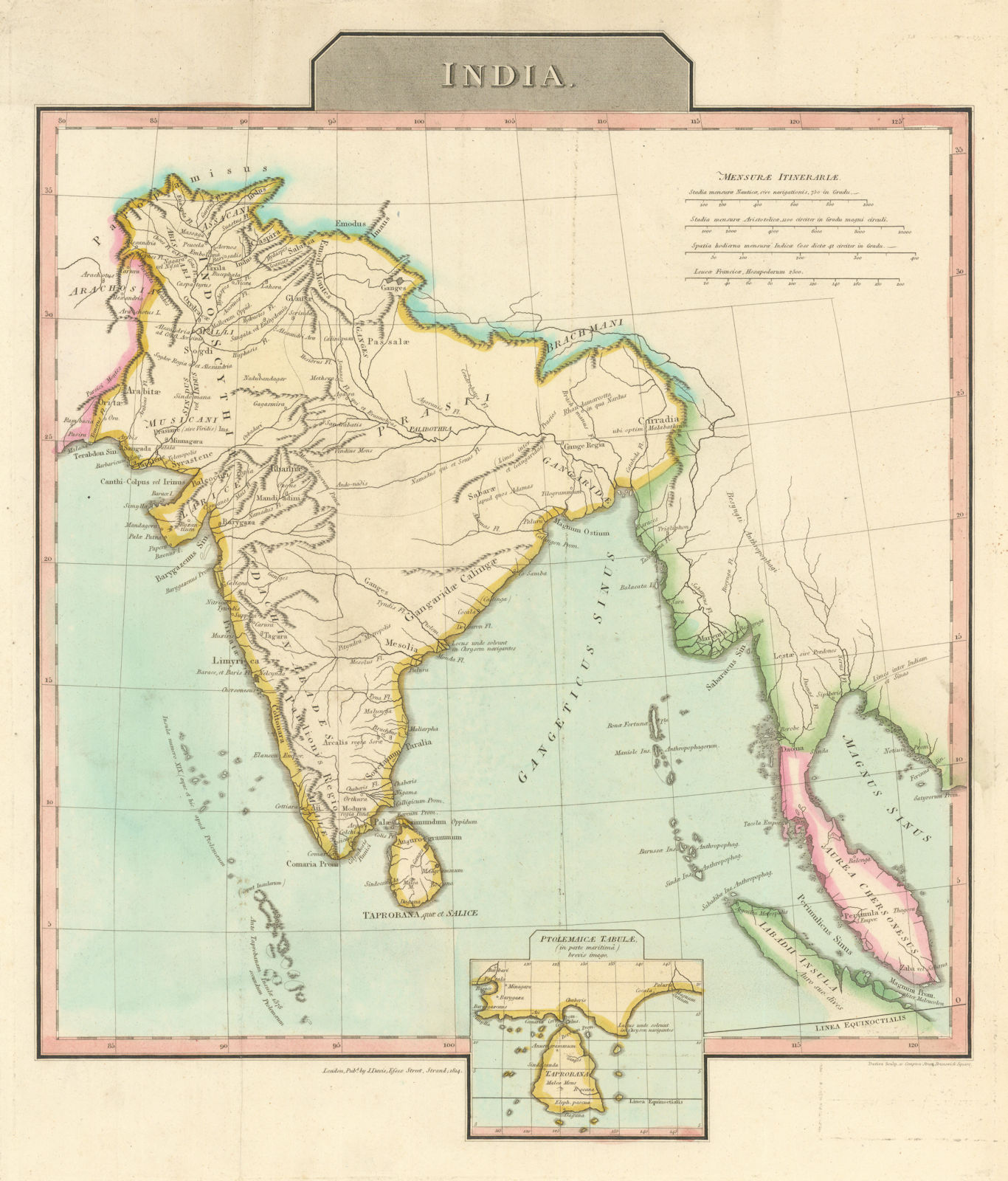Ancient "India". Dachinabades Prasii Indo Scythi Taprobana. D'ANVILLE 1815 map