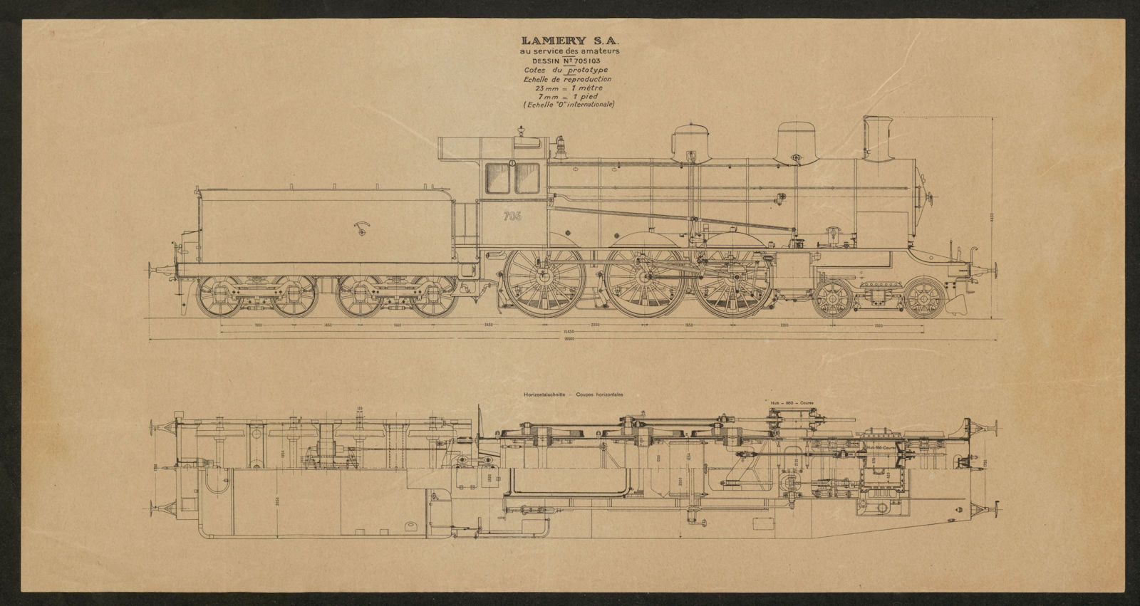 2-6-0 Lamery SA Dessin #705103. CFF SBB Swiss Rail Locomotive Série 3/5 c1905