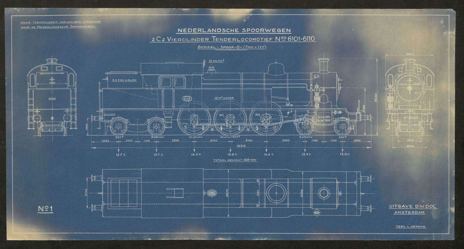 Nederlandsche Spoorwegen Tenderlocomotief Dutch Railways Locomotive c1935