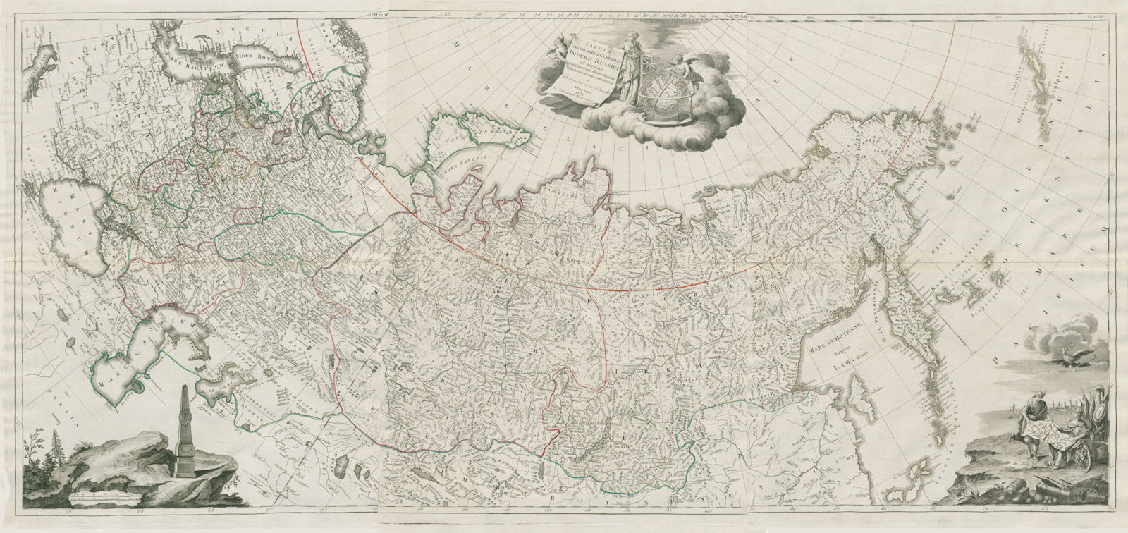 "Tabula Geographica… Imperii Russici" Russia 3 sheets. SANTINI/TRESKOT 1784 map