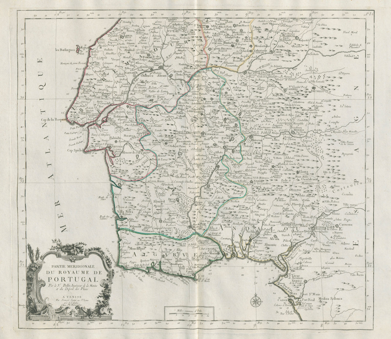 Associate Product "Partie meridionale du Royaume de Portugal". Algarve. SANTINI / BELLIN 1784 map