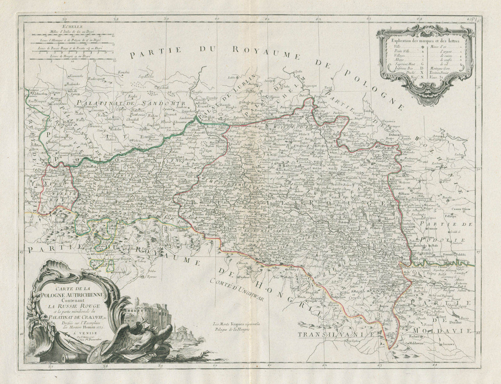"Carte de la Pologne Autrichiene…" Galicia Poland. SANTINI / HOMANN 1784 map