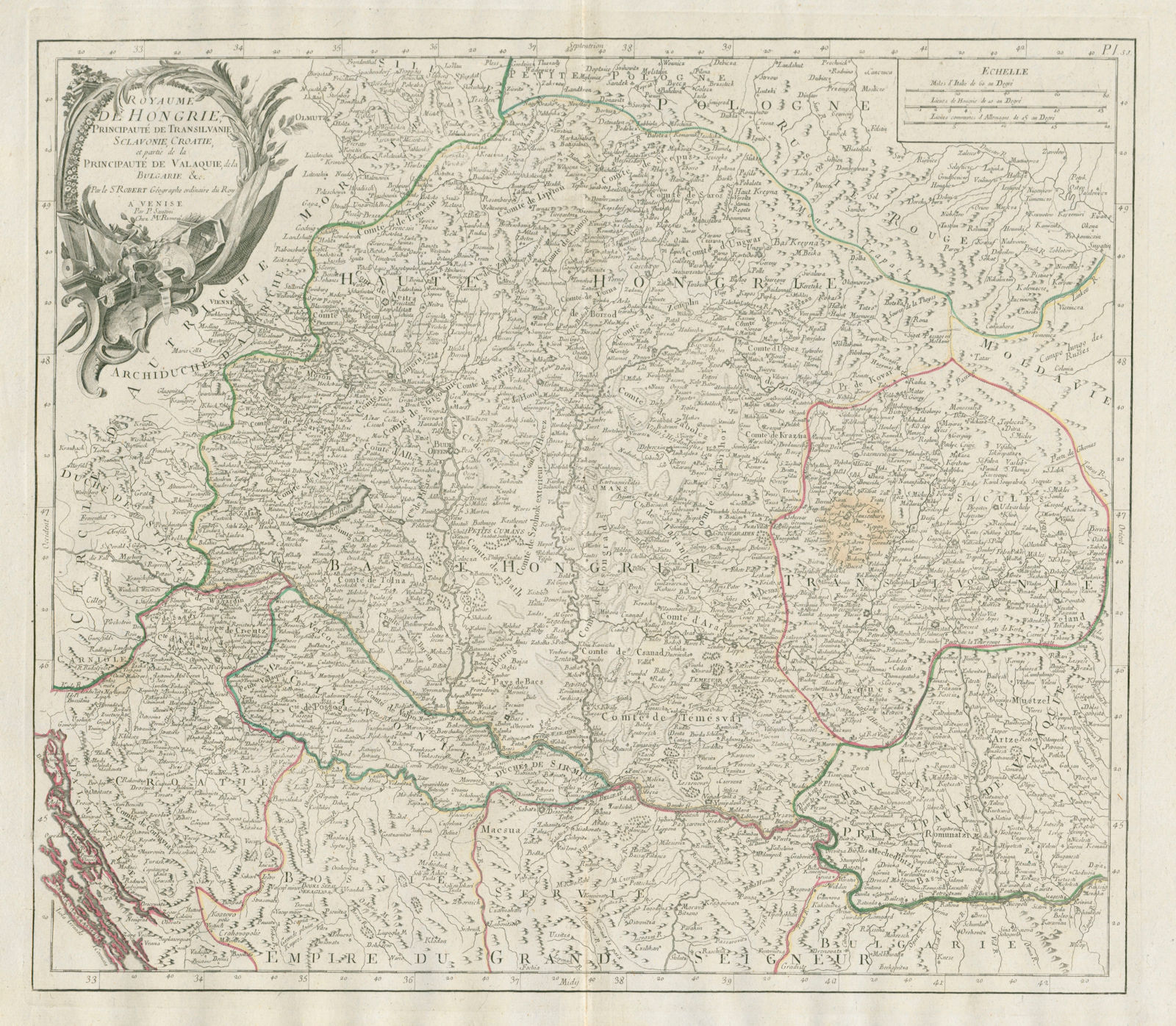 "Royaume de Hongrie, Principauté de Transilvanie…" SANTINI/VAUGONDY 1784 map