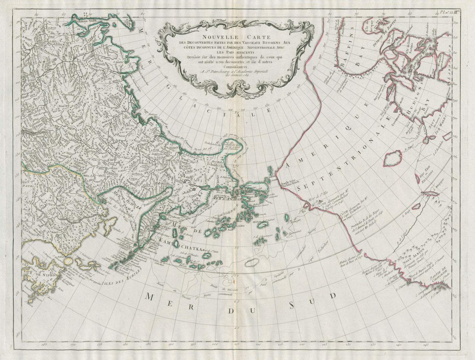"Nouvelle Carte des decouvertes… par des Vaisseaux Russiens…" SANTINI 1784 map