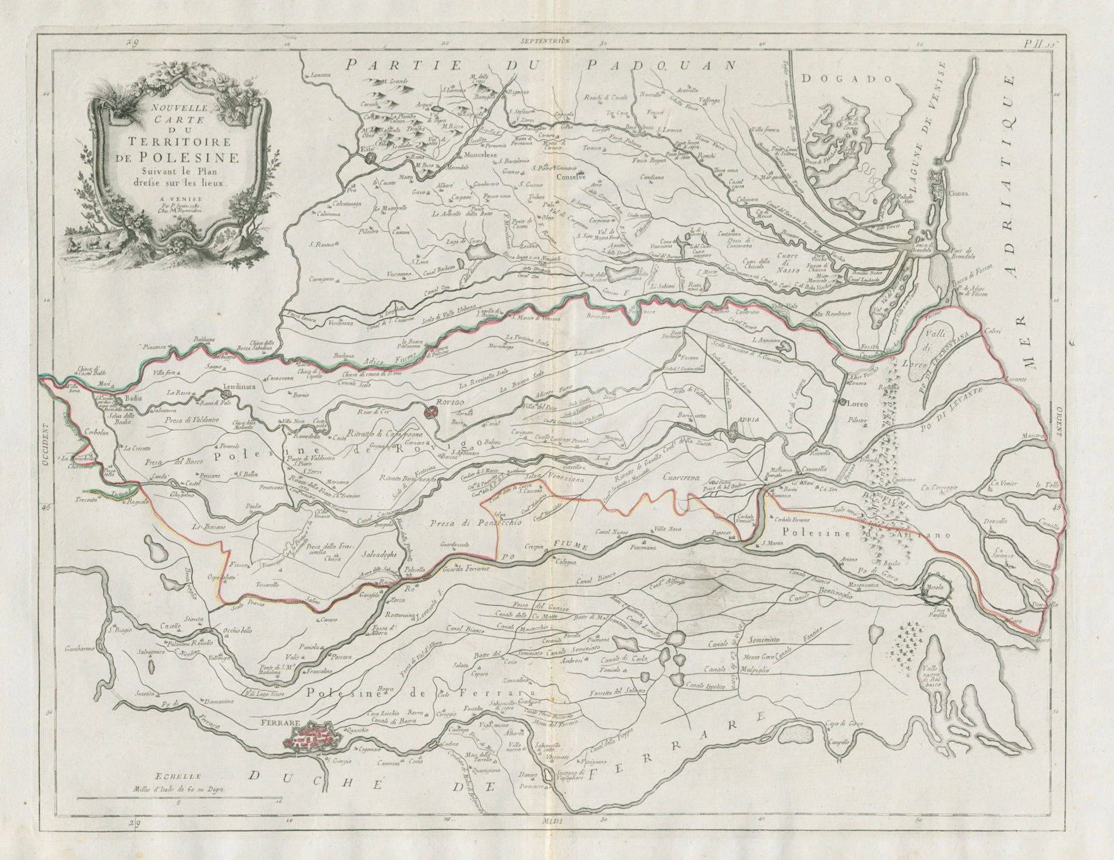 Associate Product "Nouvelle Carte du Territoire de Polesine". Veneto Italy. SANTINI 1784 old map