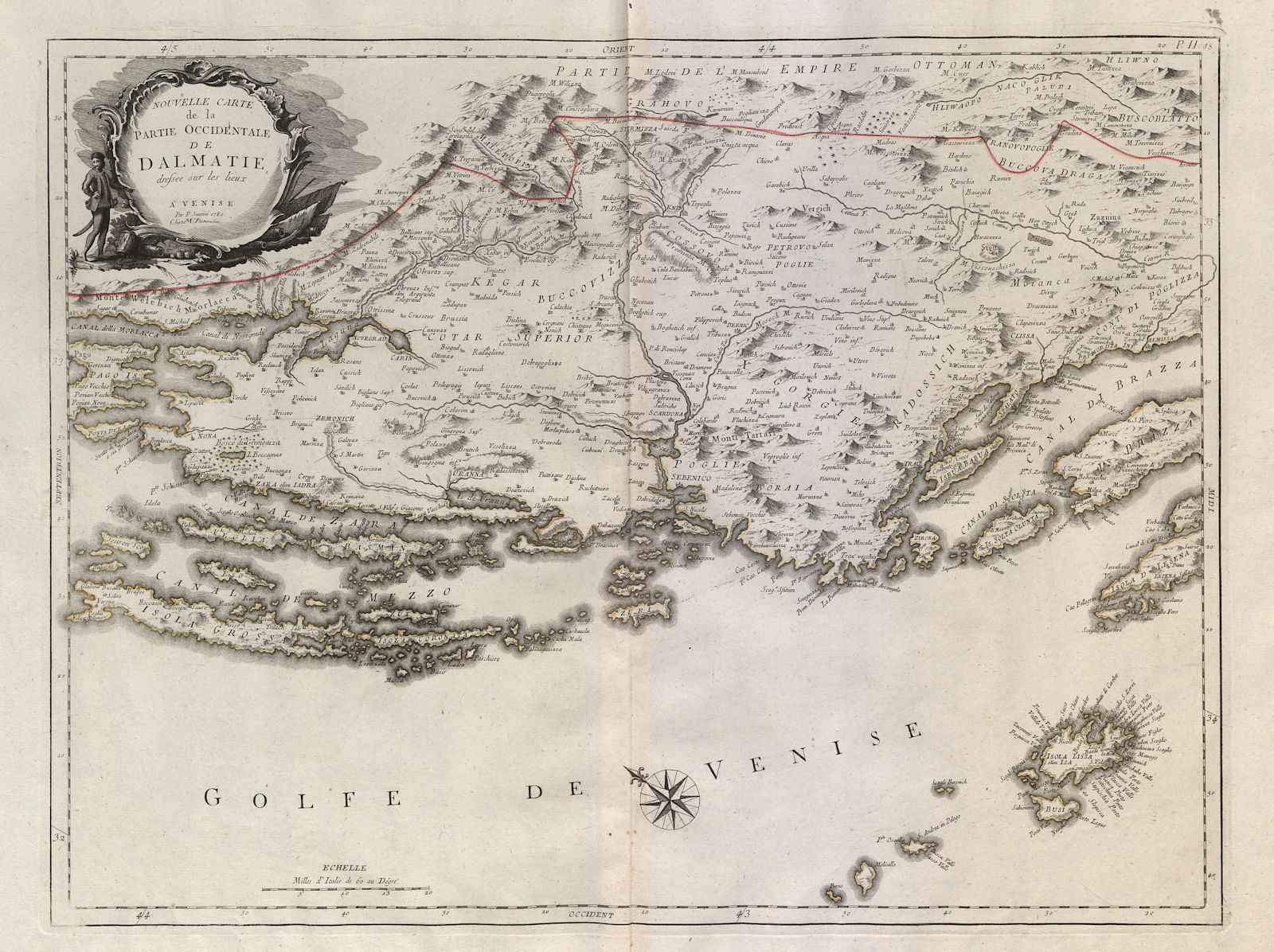 "Nouvelle Carte de la Partie Occidentale de Dalmatie". Dalmatia SANTINI 1784 map