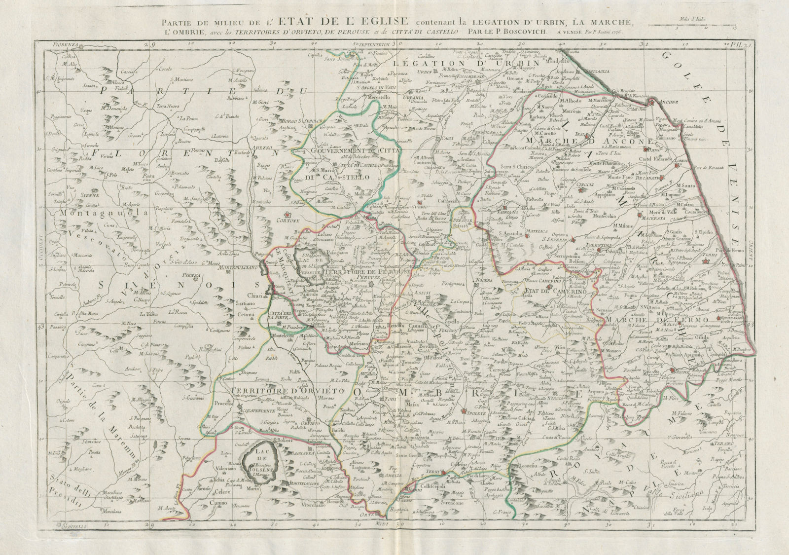 "Partie de Milieu de l'Etat de l'Eglise…" Umbria. SANTINI / BOSCOVICH 1784 map