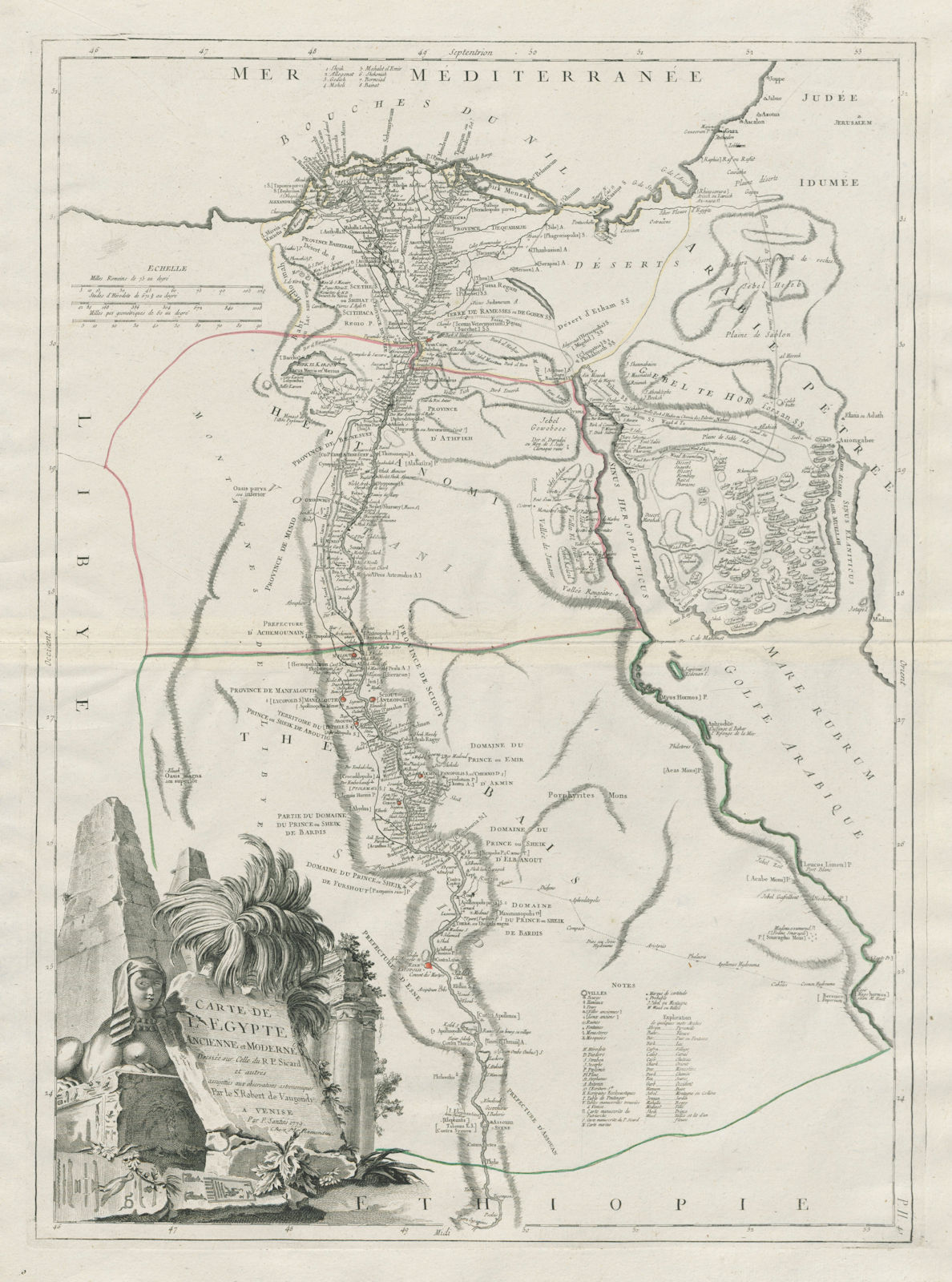 "Carte de l'Egypte Ancienne et Moderne". SANTINI / ROBERT DE VAUGONDY 1784 map