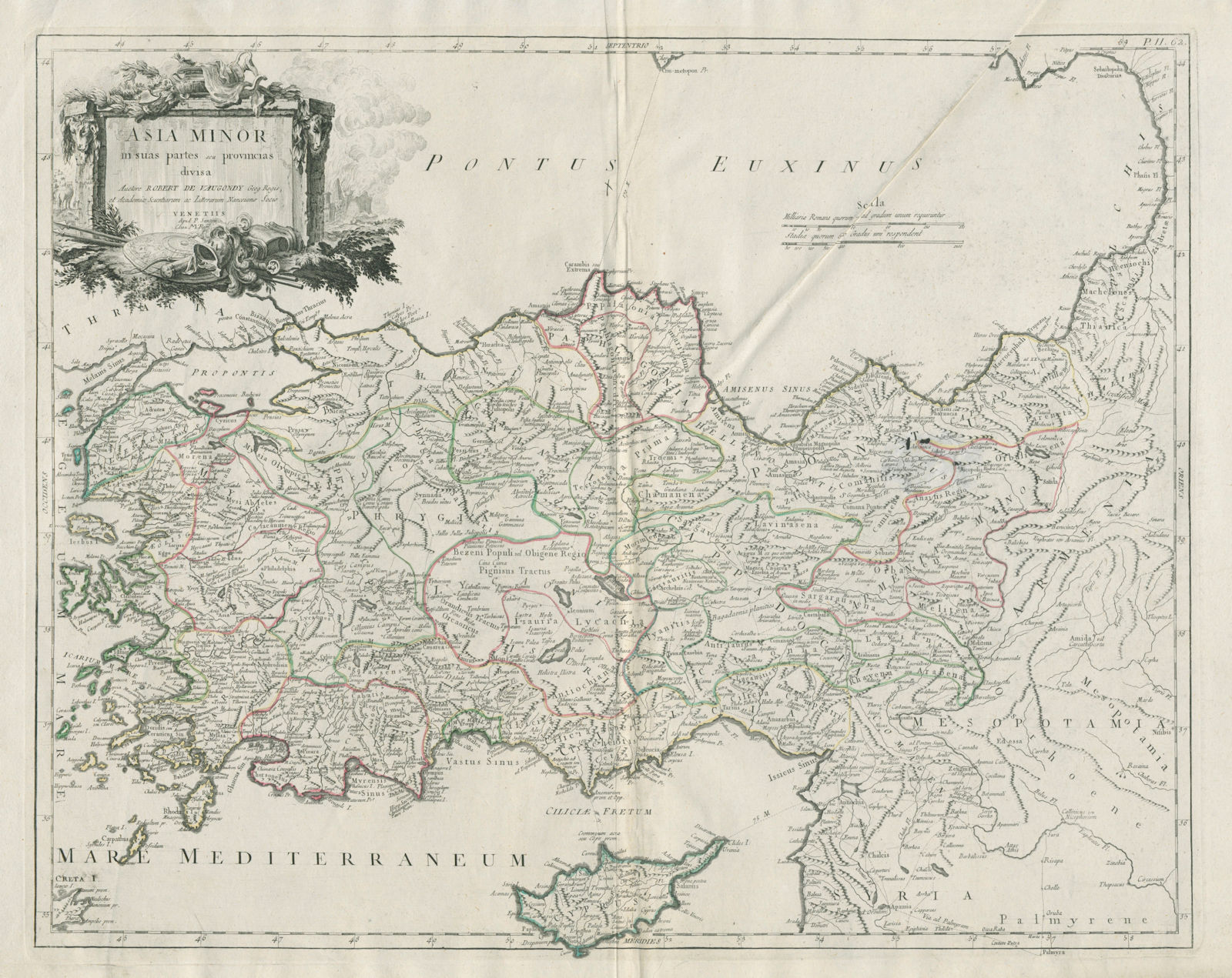 "Asia Minor in suas partes et Provincias divisa". SANTINI / VAUGONDY 1784 map
