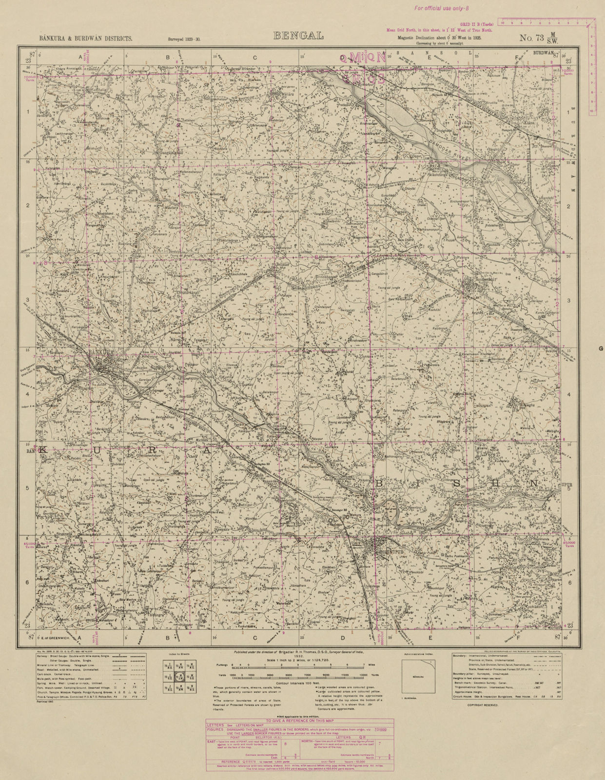 Associate Product SURVEY OF INDIA 73 M/SW West Bengal Bankura Bishnupur Joypur Sonamukhi 1942 map