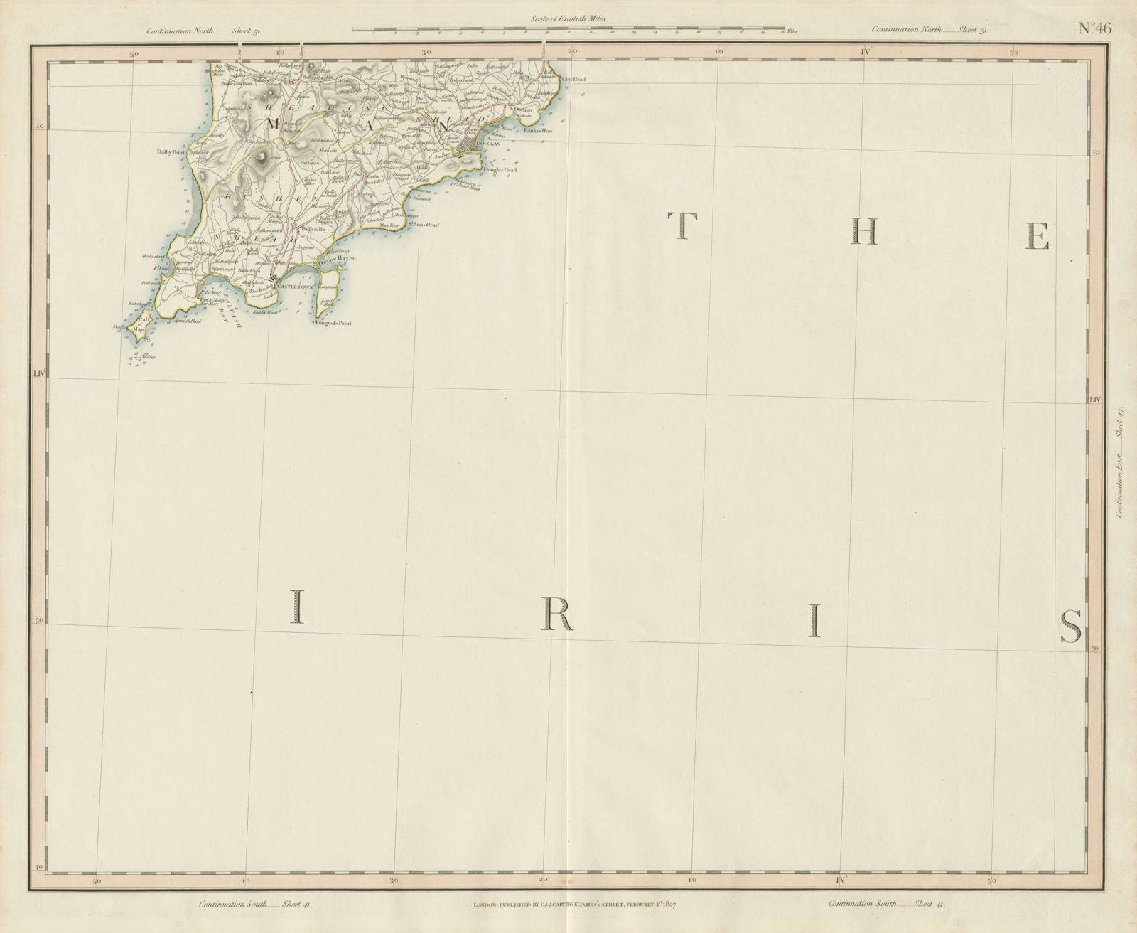 Associate Product Southern part of the Isle of Man & Irish Sea. George & John Cary 1832 old map