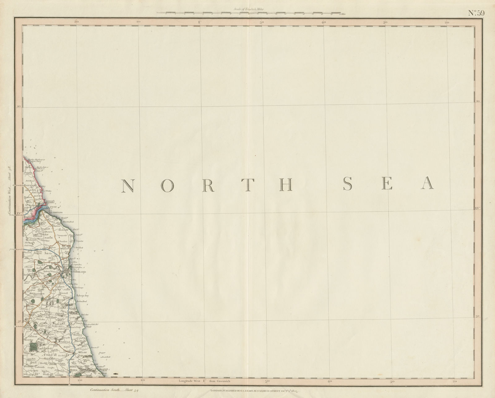Associate Product Tyneside & Wearside coast. South Shields Sunderland. John & George Cary 1832 map