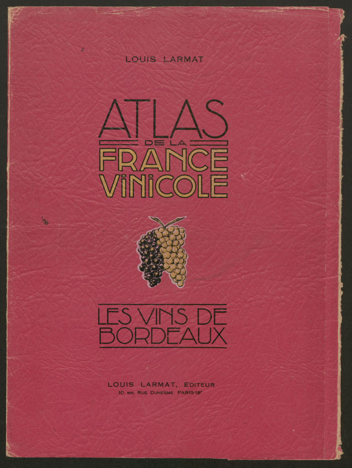 Associate Product Louis Larmat. Atlas de la France Vinicole cover. Bordeaux (1) 1944 old print