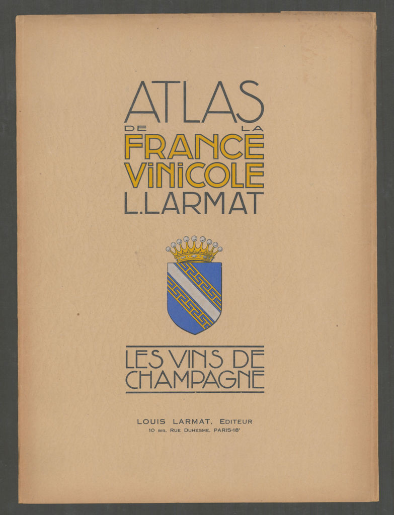 Louis Larmat. Atlas de la France Vinicole cover. Champagne (1) 1944 old print