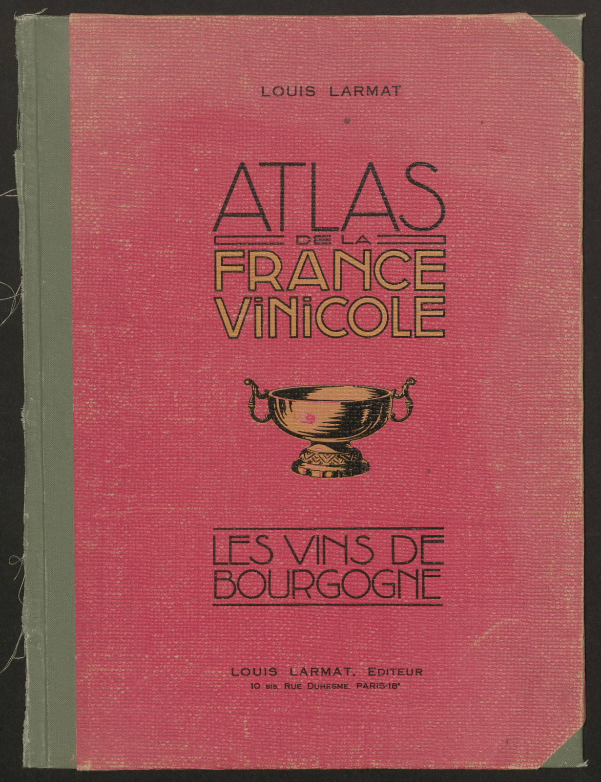 Louis Larmat. Atlas de la France Vinicole cover. Bourgogne 1946 old print