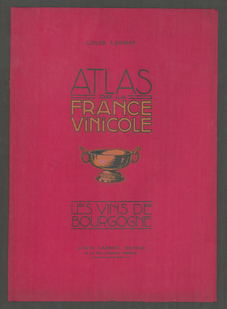 Louis Larmat. Atlas de la France Vinicole cover. Bourgogne (1) 1946 old print