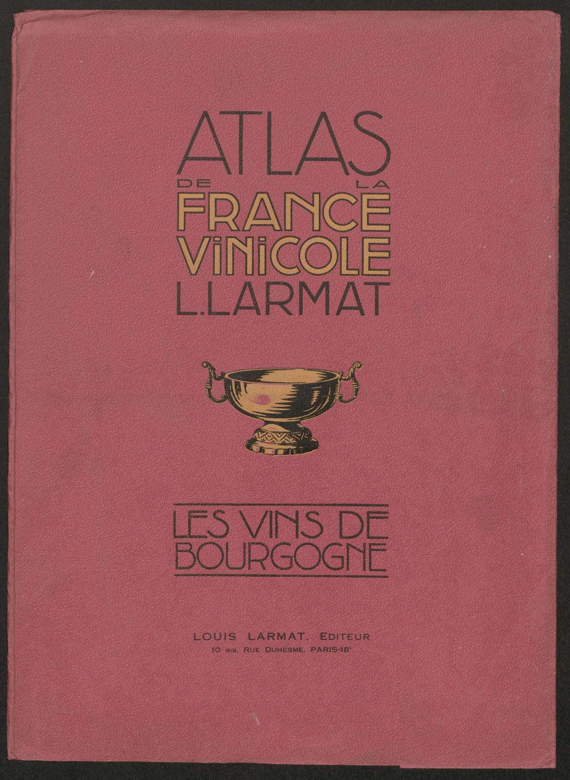 Louis Larmat. Atlas de la France Vinicole cover. Bourgogne (2) 1946 old print
