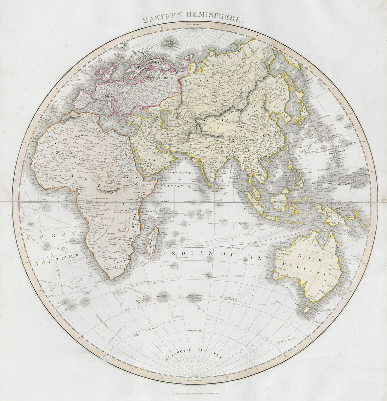 Associate Product "Eastern hemisphere". Europe Africa Asia Australasia. THOMSON 1830 old map