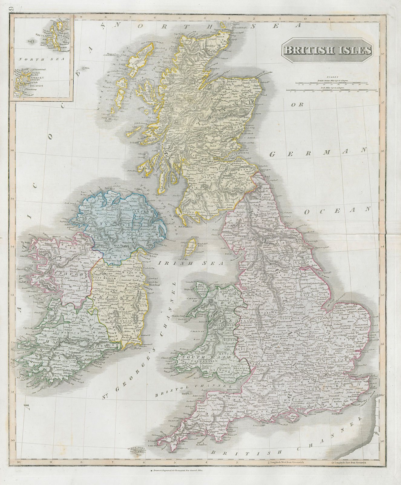 "British Isles" by John Thomson. England Ireland Scotland Wales 1830 old map