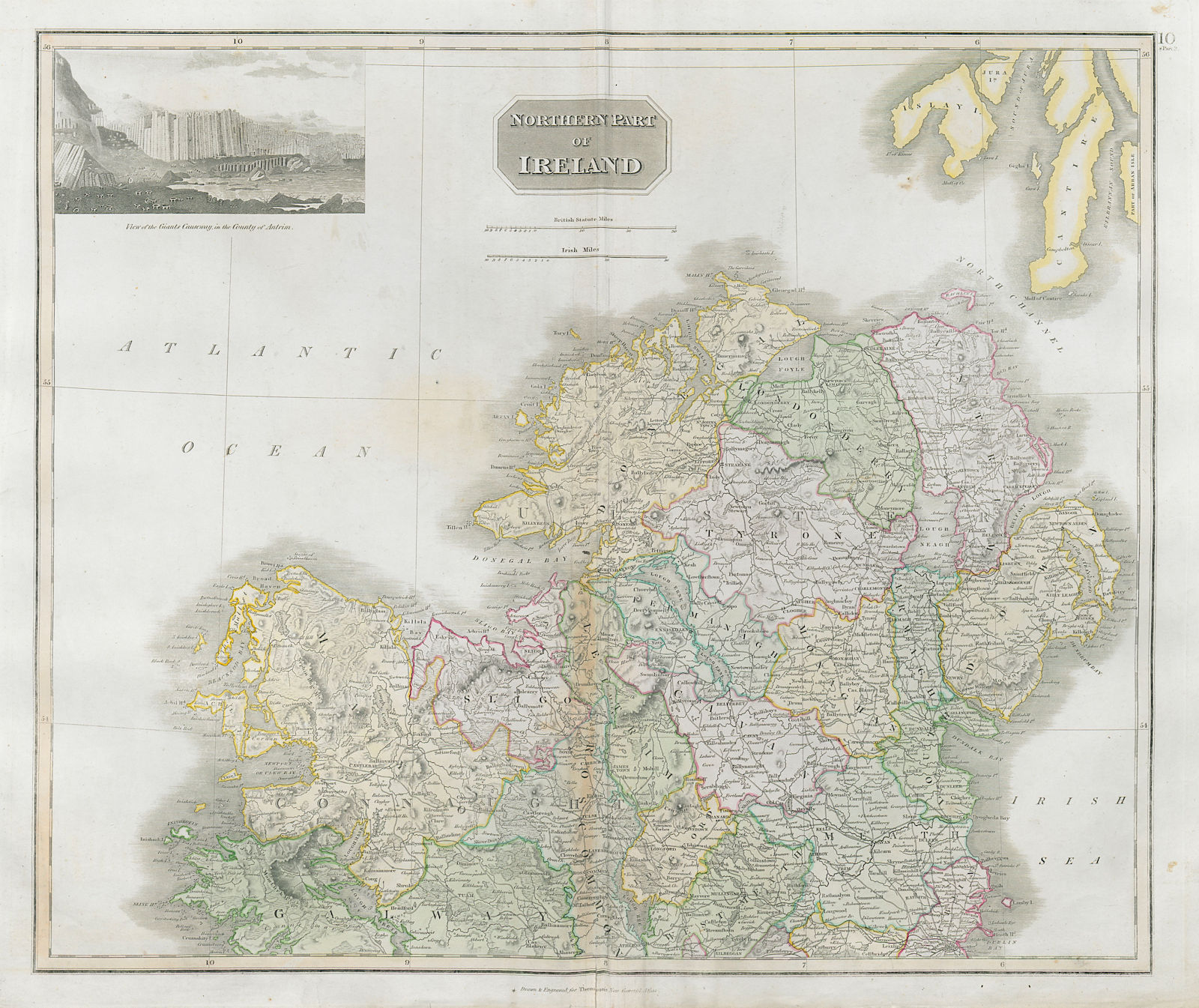 Associate Product Northern part of Ireland. Ulster south to Dublin. Coach roads. THOMSON 1830 map
