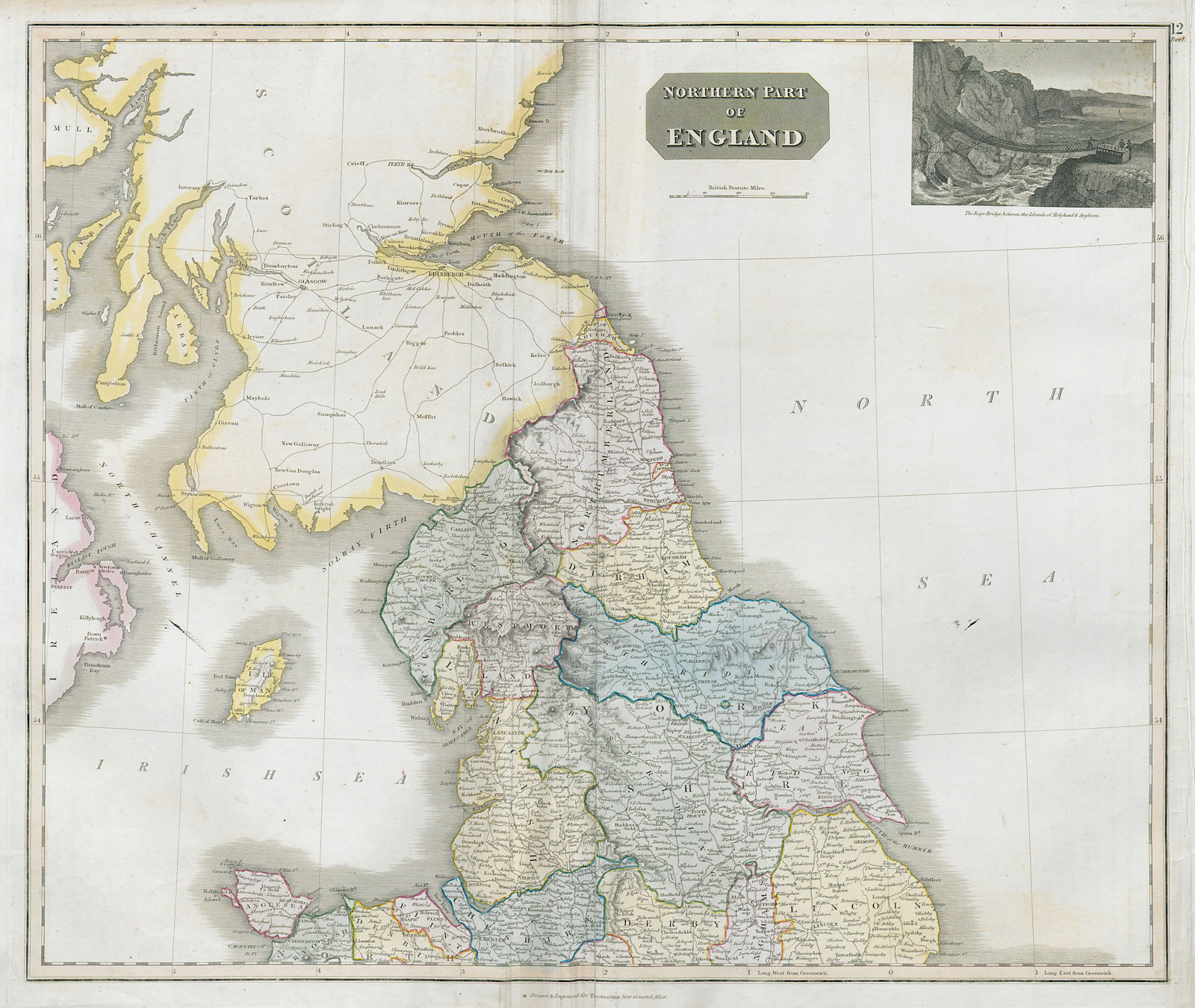 Associate Product Northern part of England. Coach roads. THOMSON 1830 old antique map plan chart