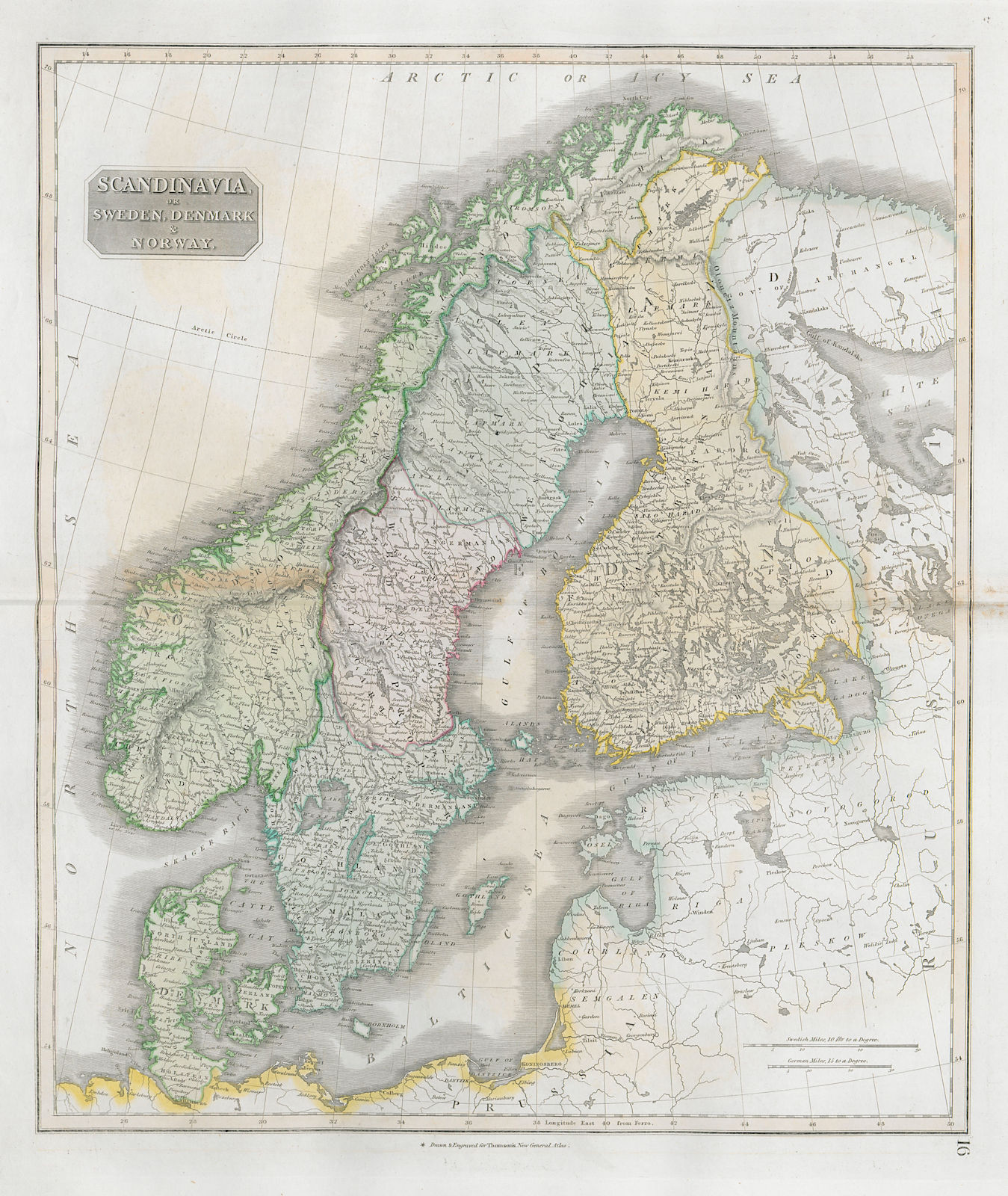 "Scandinavia, or Sweden, Denmark & Norway" Swedish Finland. THOMSON 1830 map