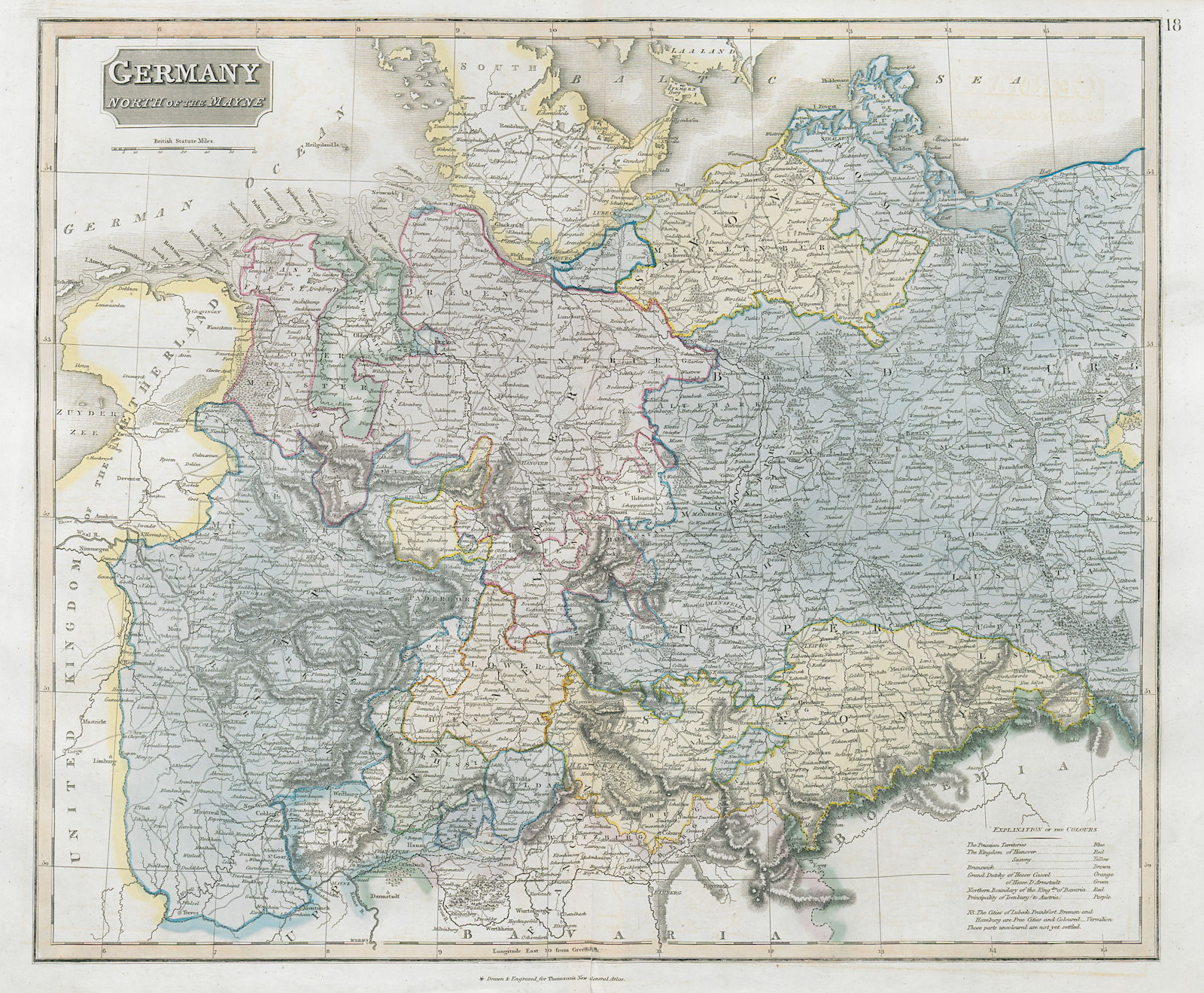 Associate Product "Germany, north of the Mayne" (Main). Prussia Hanover Saxony. THOMSON 1830 map