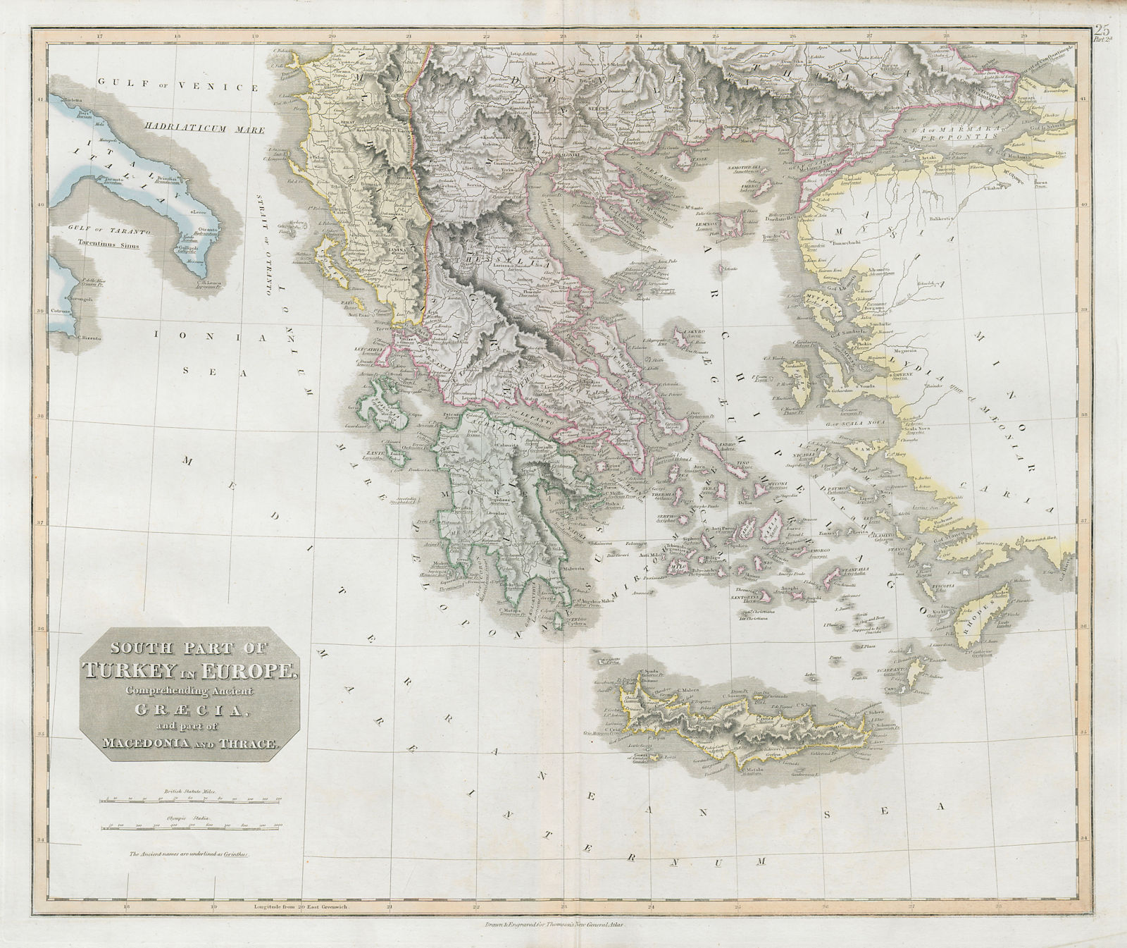 South Part of Turkey in Europe. Greece & Aegean. Albania. THOMSON 1830 old map