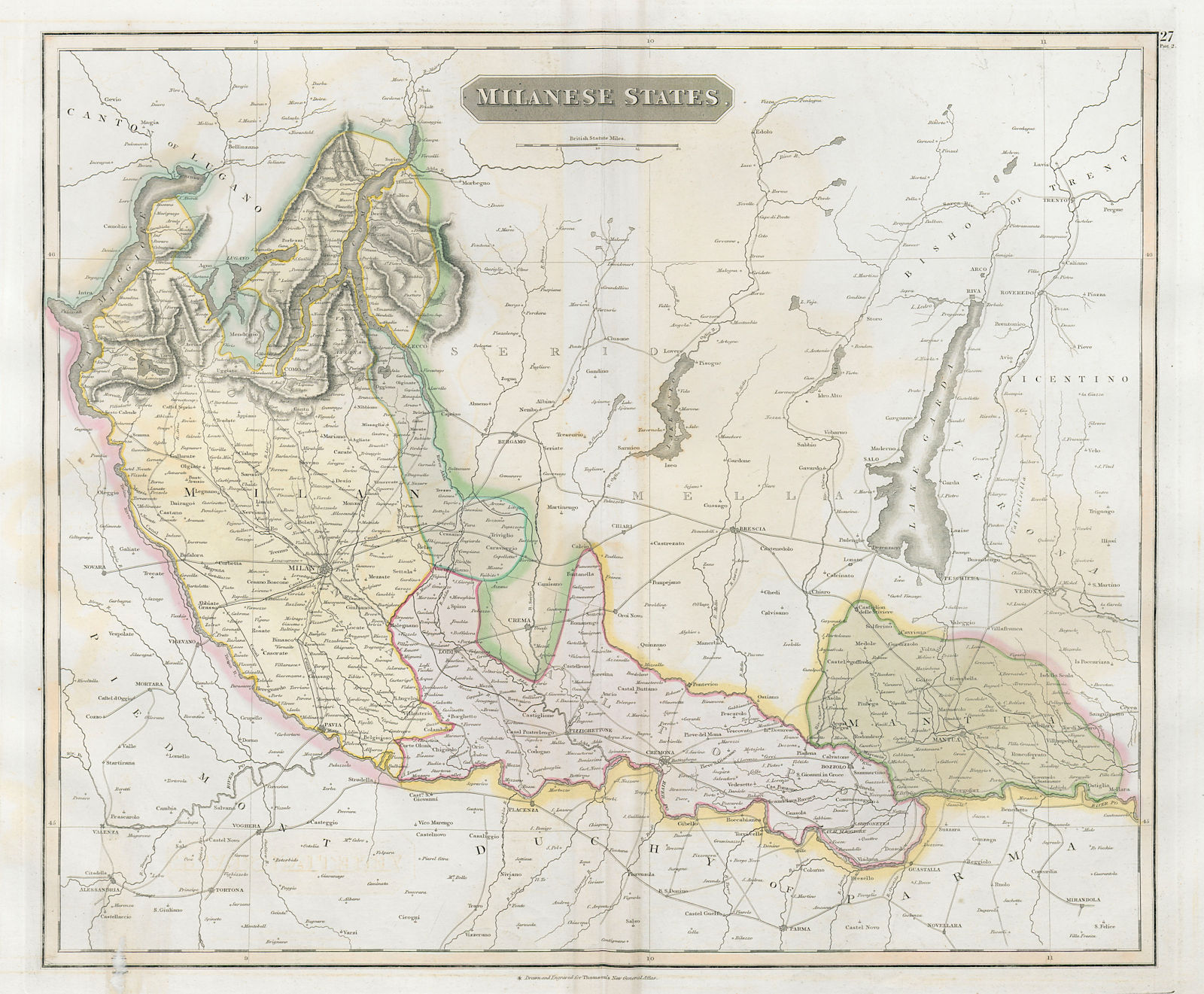 Associate Product Milanese States. Alto Po. Mantua. South Lombardy. Italian Lakes THOMSON 1830 map