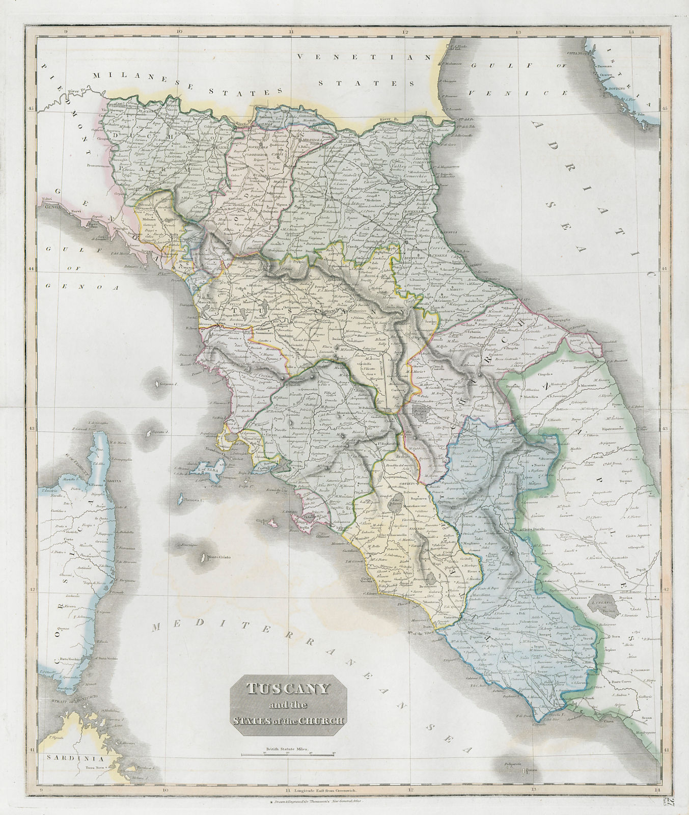 Associate Product "Tuscany and the States of the Church". Papal States. THOMSON 1830 old map