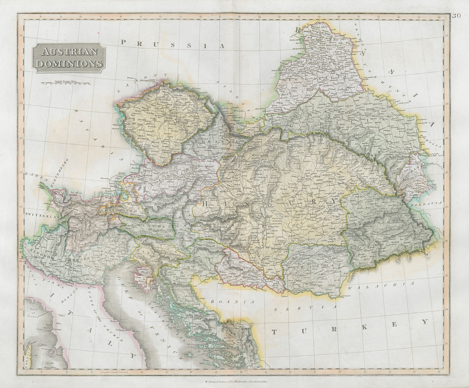 "Austrian dominions". Austrian Empire. Includes West Galicia. THOMSON 1830 map